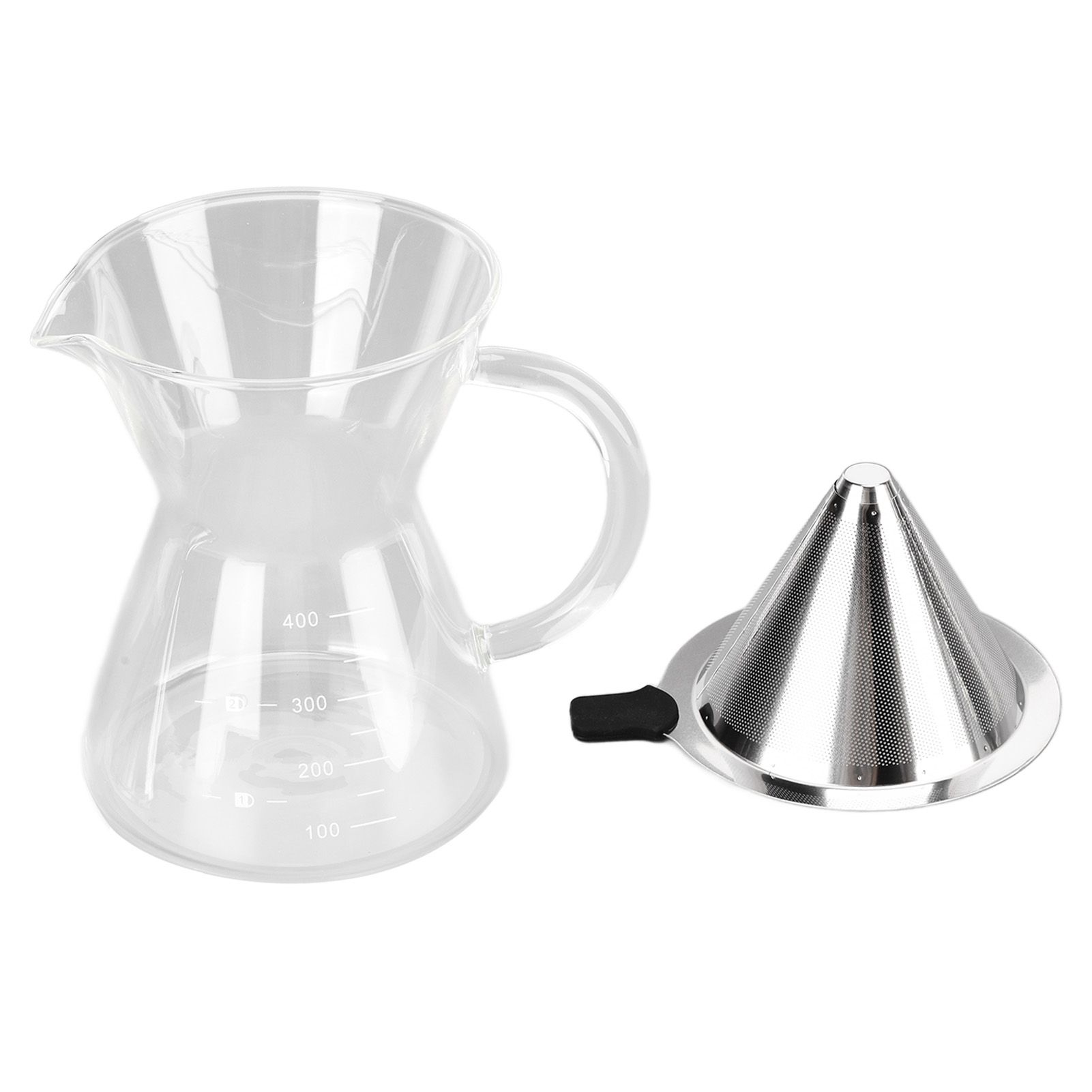 400ml Glass Coffee Pot Kettle Heat Resistant Pour Over Coffee Maker with Stainless Steel Filter for Home KitchenFlat Base - Image 8