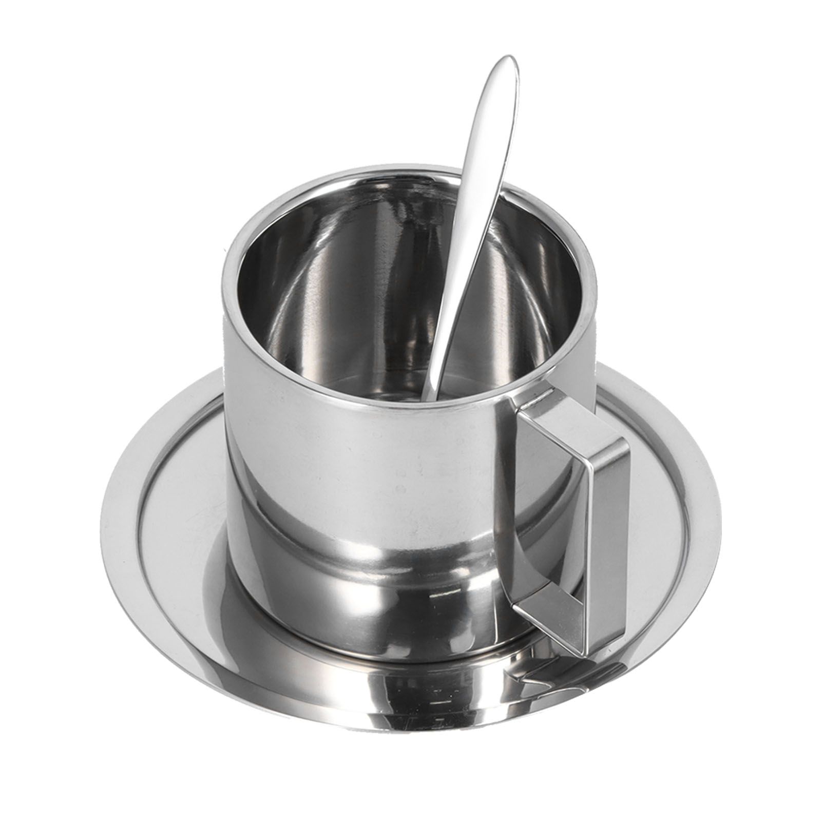 3PCS/Set Insulated Coffee Cup Set Stainless Steel Double Walled Mugs Milk Tea Cup with Saucer Spoon Set280ML - Image 2