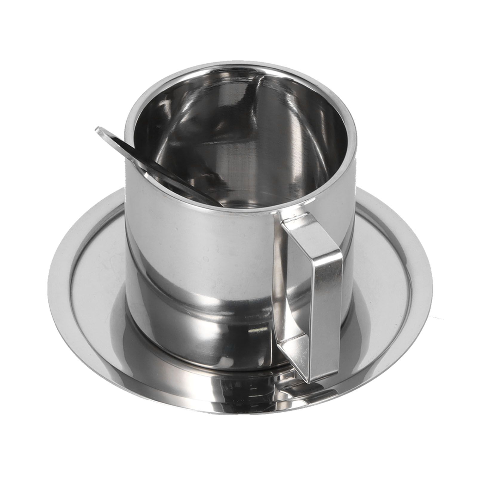3PCS/Set Insulated Coffee Cup Set Stainless Steel Double Walled Mugs Milk Tea Cup with Saucer Spoon Set280ML - Image 4
