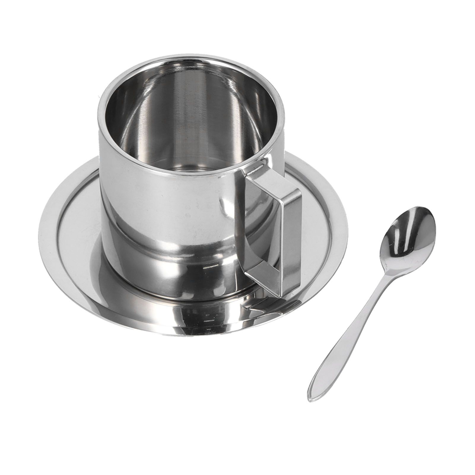 3PCS/Set Insulated Coffee Cup Set Stainless Steel Double Walled Mugs Milk Tea Cup with Saucer Spoon Set280ML - Image 6