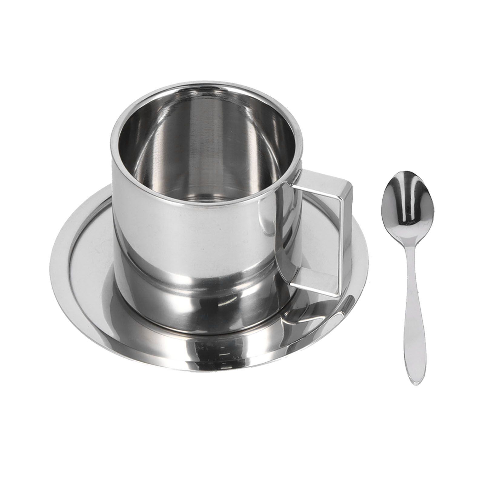 3PCS/Set Insulated Coffee Cup Set Stainless Steel Double Walled Mugs Milk Tea Cup with Saucer Spoon Set280ML - Image 8