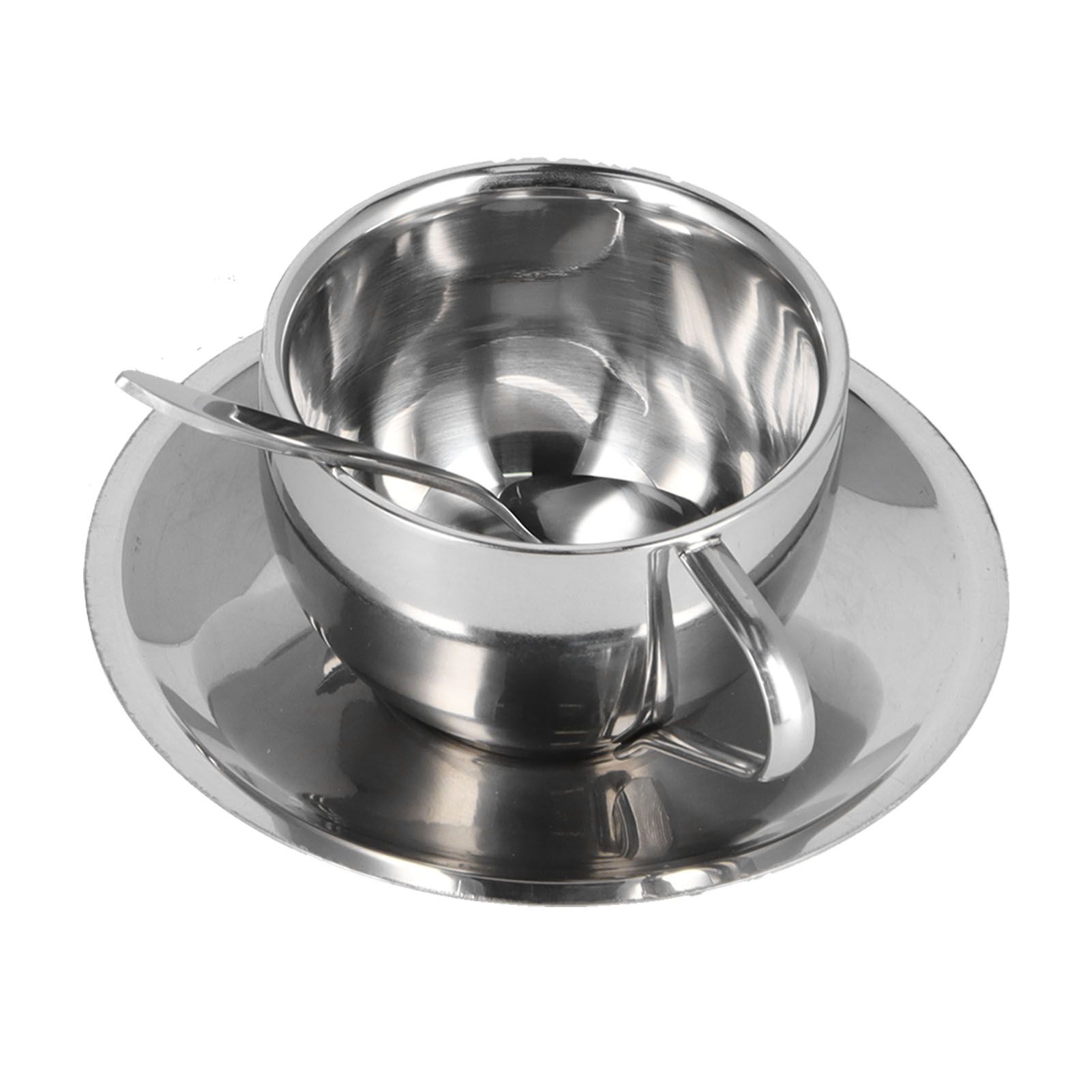 3PCS/Set Insulated Coffee Cup Set Stainless Steel Double Walled Mugs Milk Tea Cup with Saucer Spoon Set180ML - Image 3