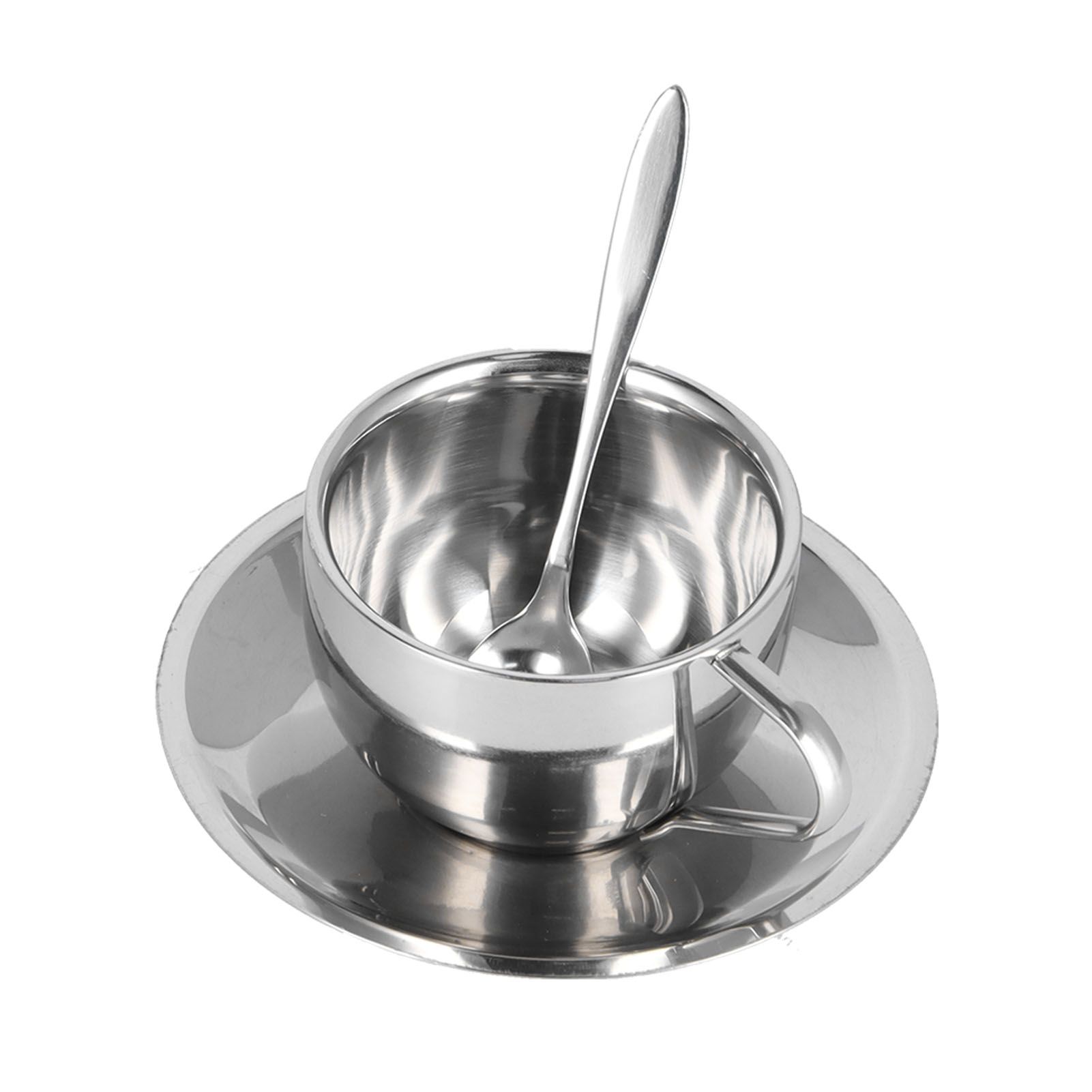 3PCS/Set Insulated Coffee Cup Set Stainless Steel Double Walled Mugs Milk Tea Cup with Saucer Spoon Set180ML - Image 6