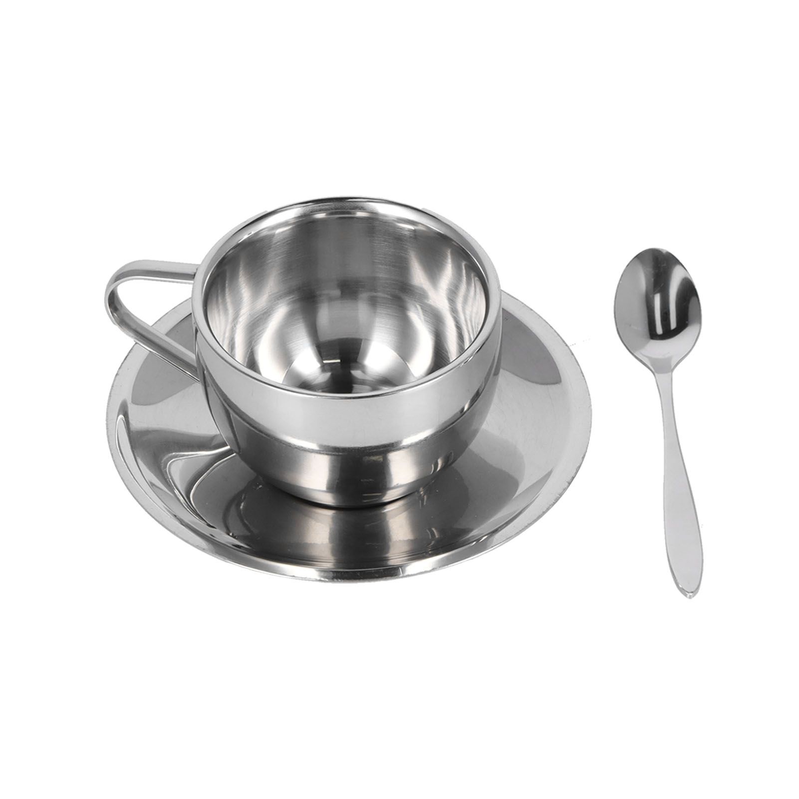 3PCS/Set Insulated Coffee Cup Set Stainless Steel Double Walled Mugs Milk Tea Cup with Saucer Spoon Set180ML - Image 7