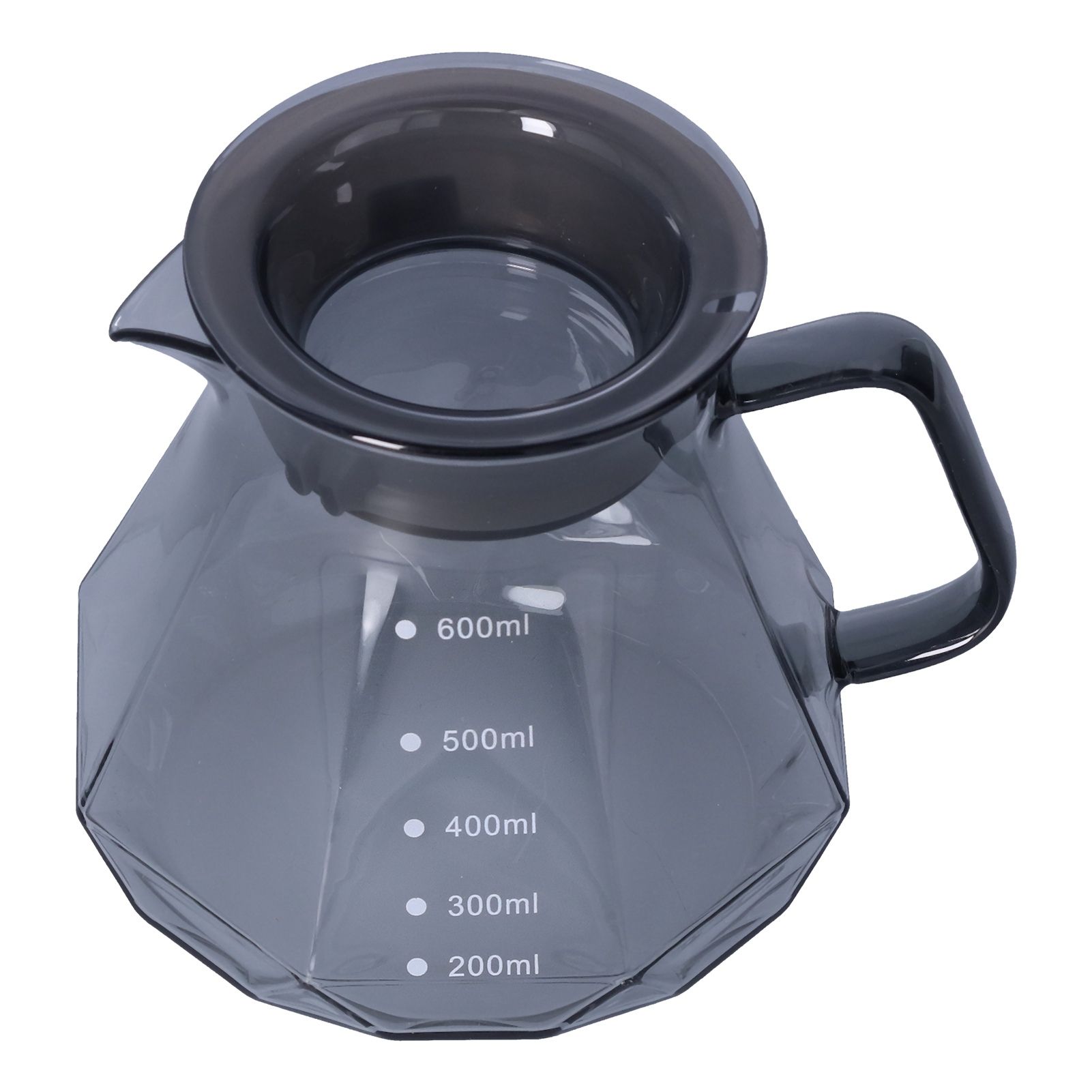 Coffee Kettle Heat Resistant Coffee Sharing Pot Transparent Black Glass Tea Pot for Kitchen Home600ml - Image 4