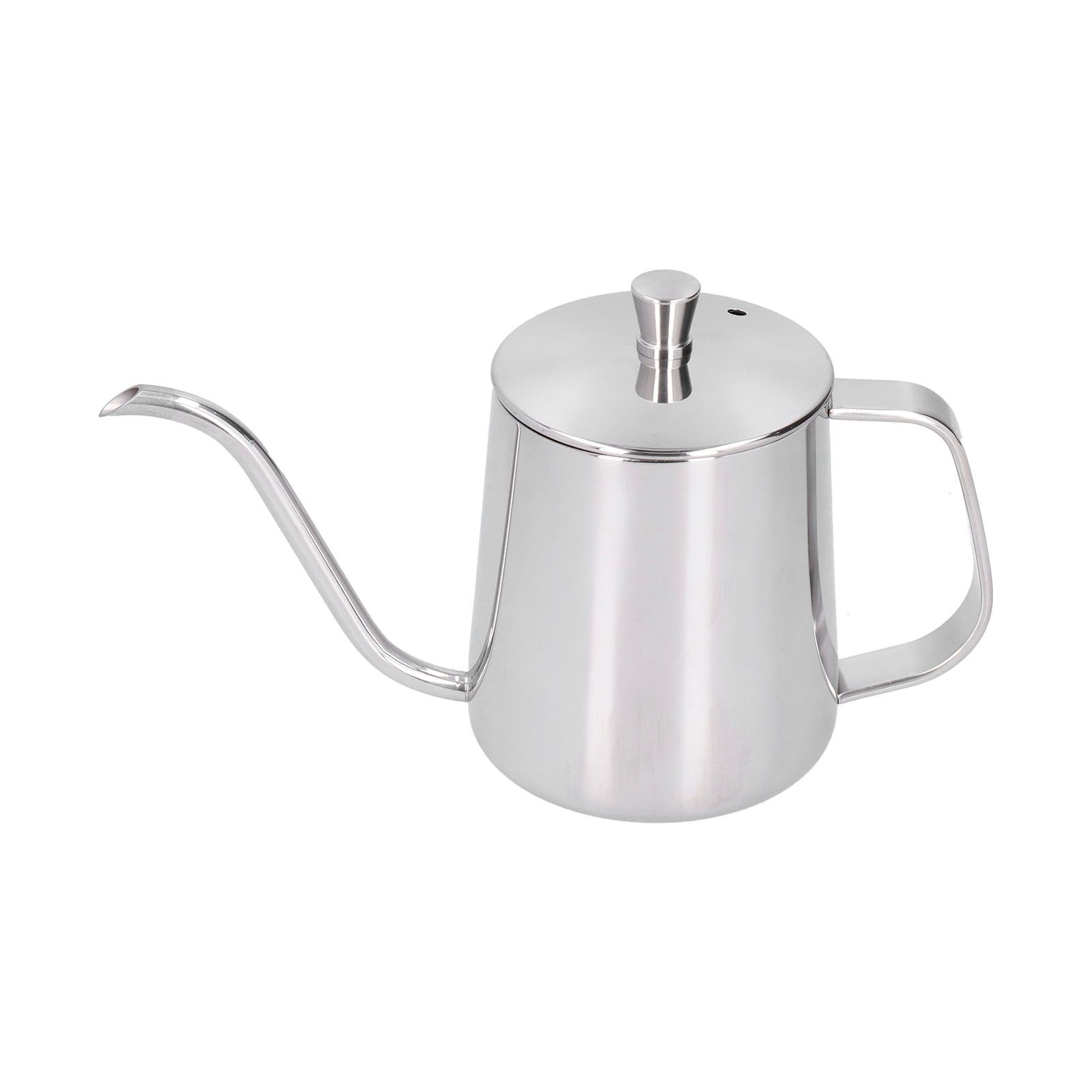 Hand Drip Coffee Pot Stainless Steel Coffee Pouring Kettle Pour Over Gooseneck Tea Pot with LidSilver 350ml - Image 1
