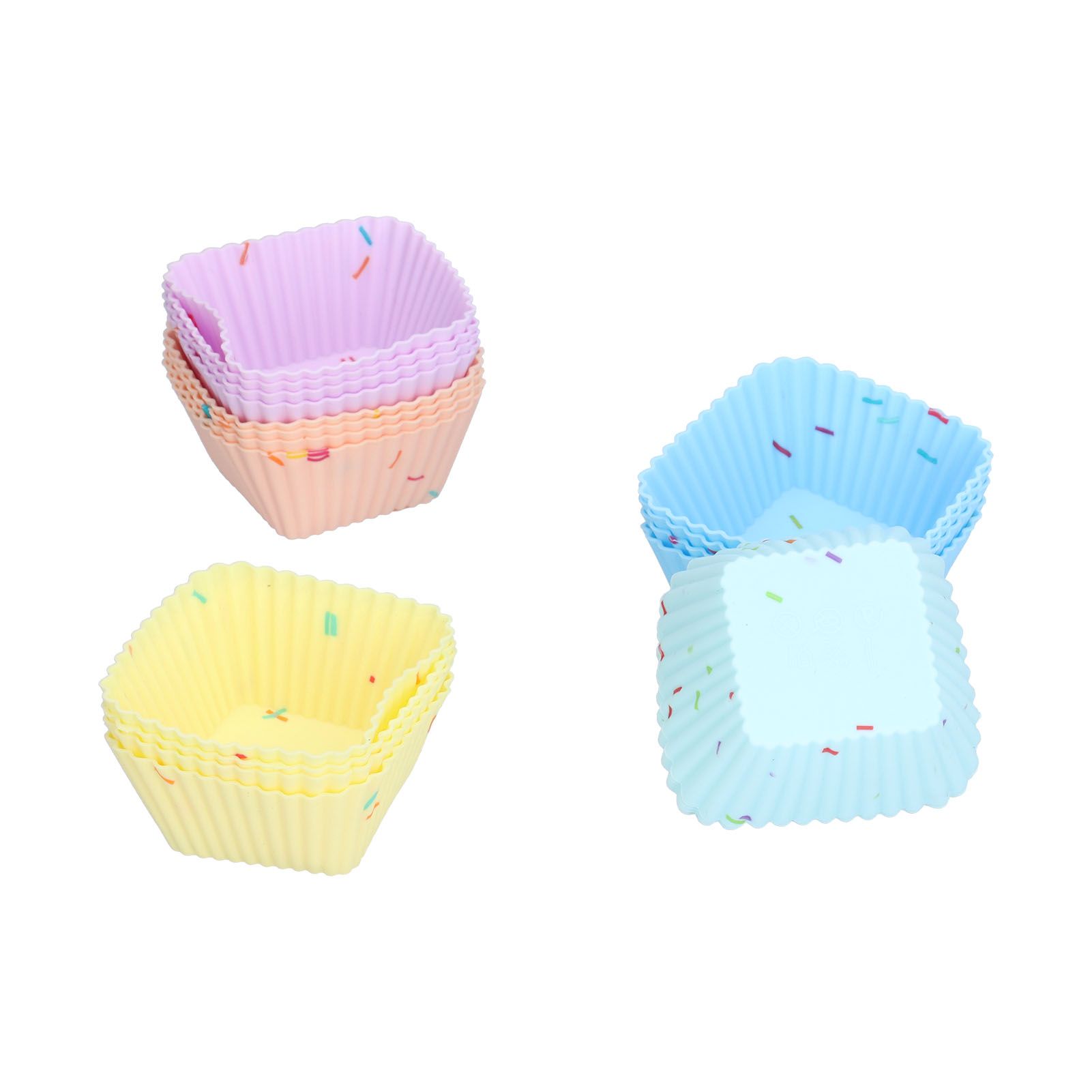 20Pcs Silicone Cupcake Mold Non Stick Reusable Baking Molds for Muffin Biscuits Cheese Cake PastriesSquare - Image 1