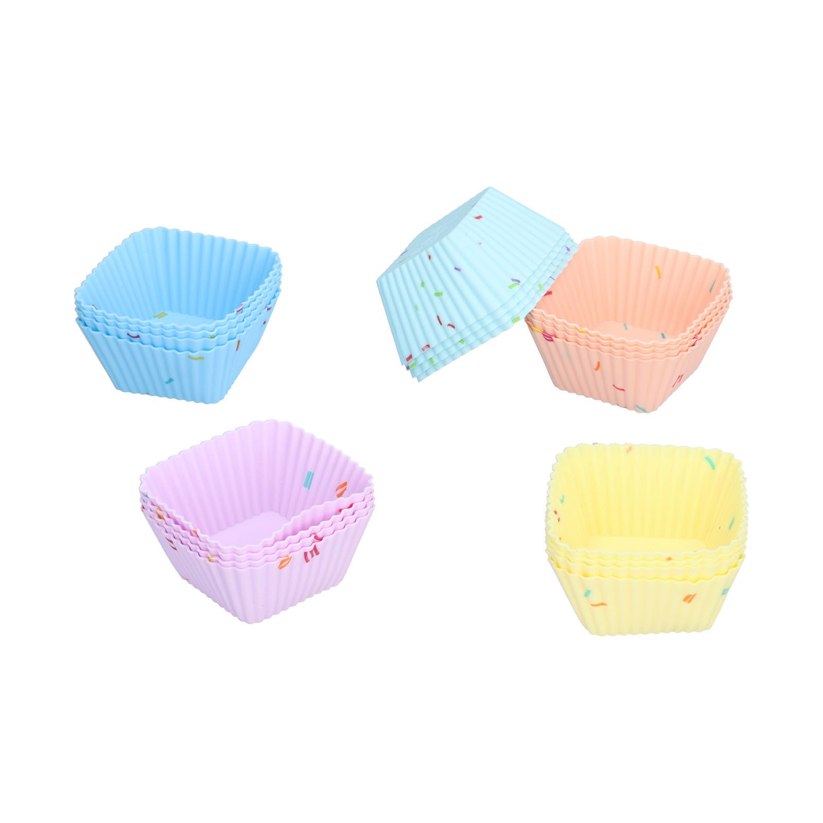20Pcs Silicone Cupcake Mold Non Stick Reusable Baking Molds for Muffin Biscuits Cheese Cake PastriesSquare - Image 3