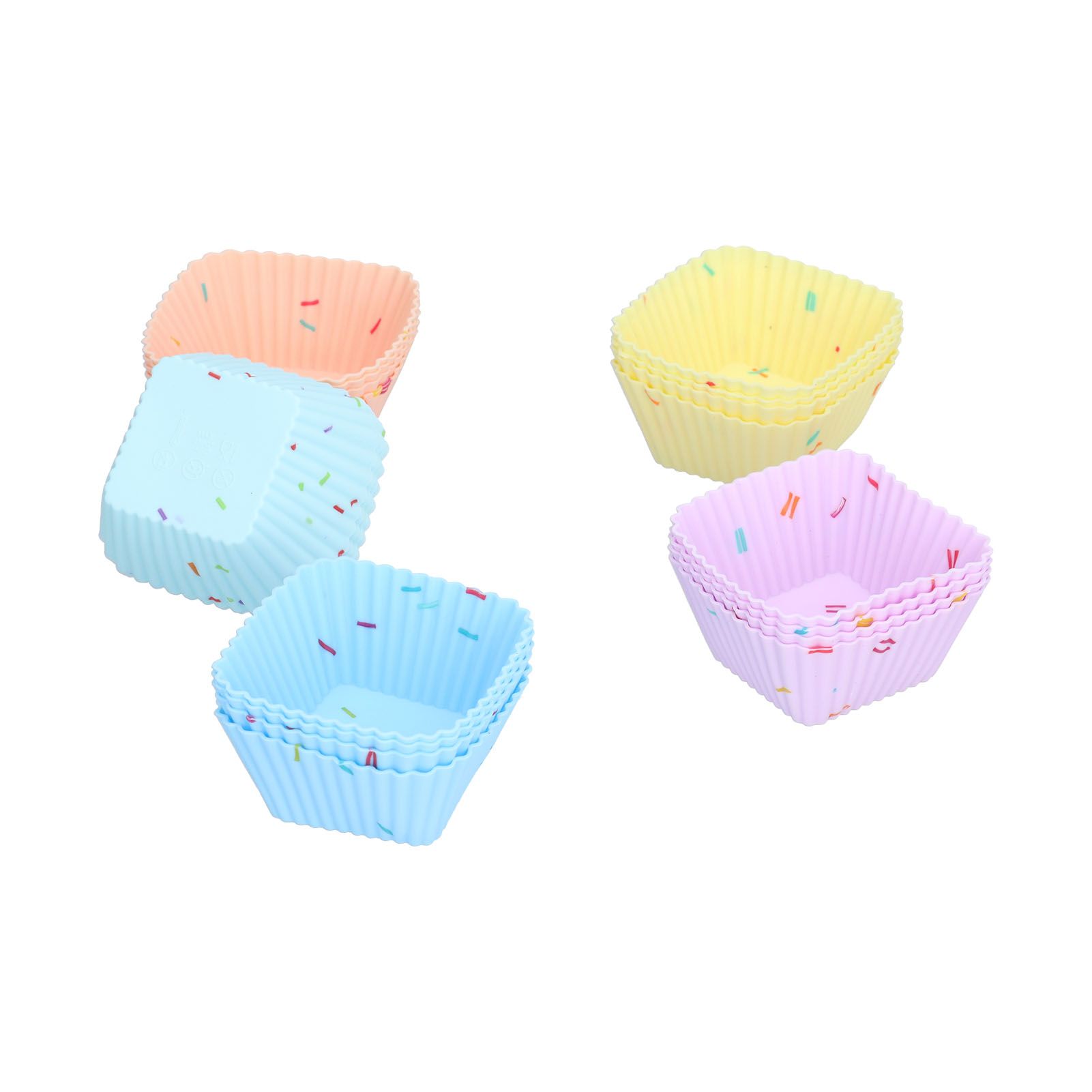 20Pcs Silicone Cupcake Mold Non Stick Reusable Baking Molds for Muffin Biscuits Cheese Cake PastriesSquare - Image 4