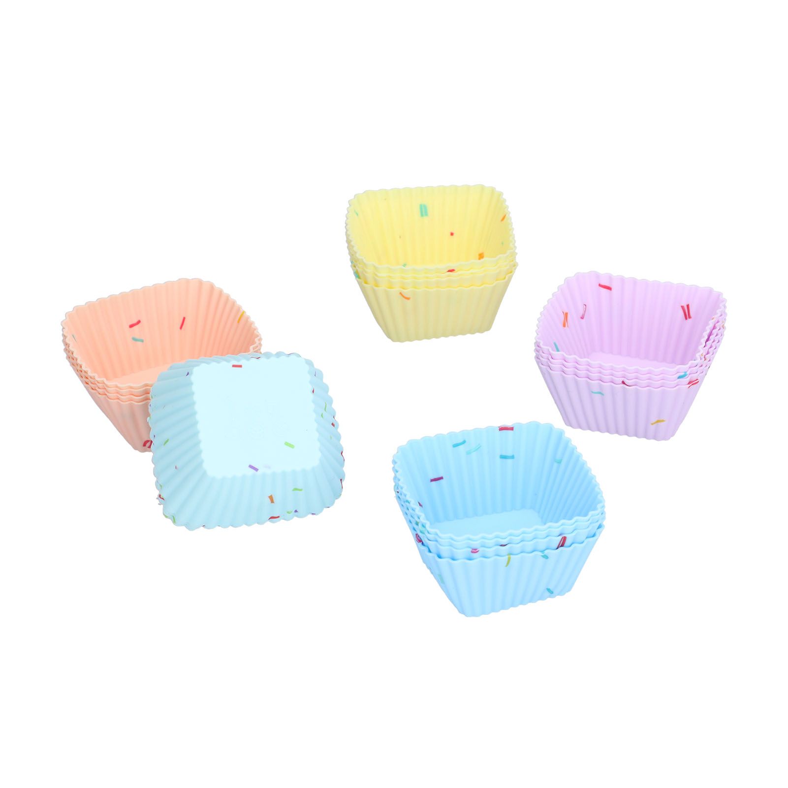 20Pcs Silicone Cupcake Mold Non Stick Reusable Baking Molds for Muffin Biscuits Cheese Cake PastriesSquare - Image 5