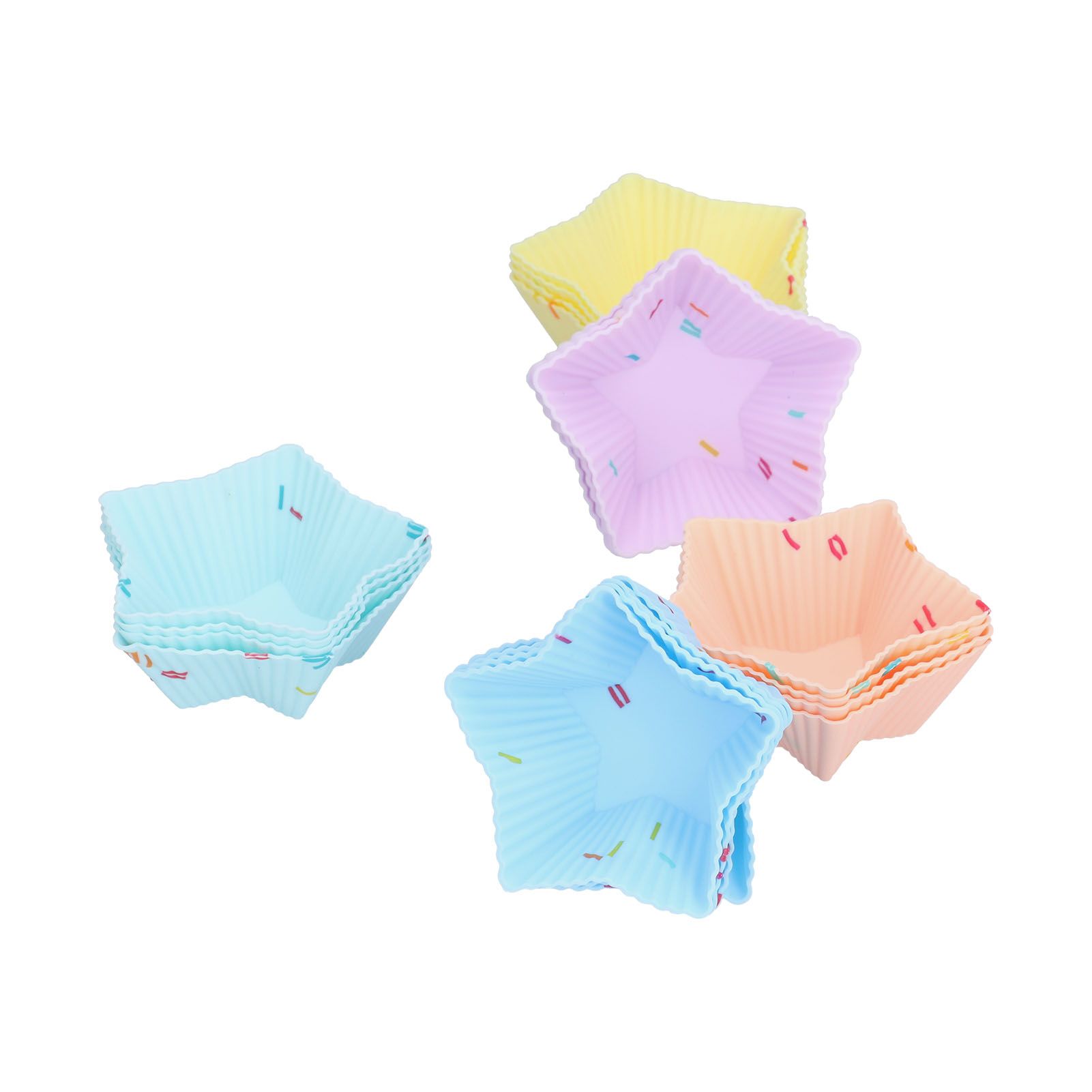 20pcs Silicone Baking Cups Bright Colors Cute Shapes Reusable Cake Making Molds for Donuts PuddingsStar Set - Image 1