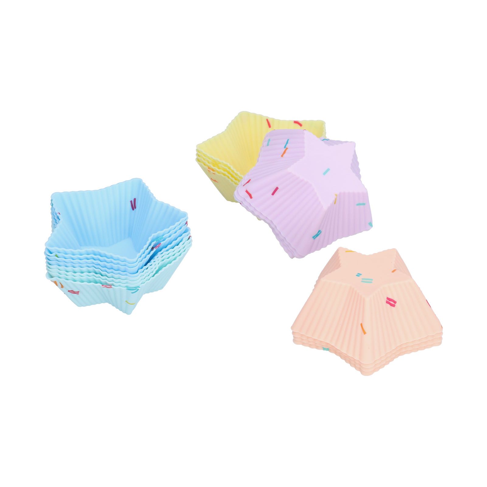 20pcs Silicone Baking Cups Bright Colors Cute Shapes Reusable Cake Making Molds for Donuts PuddingsStar Set - Image 2
