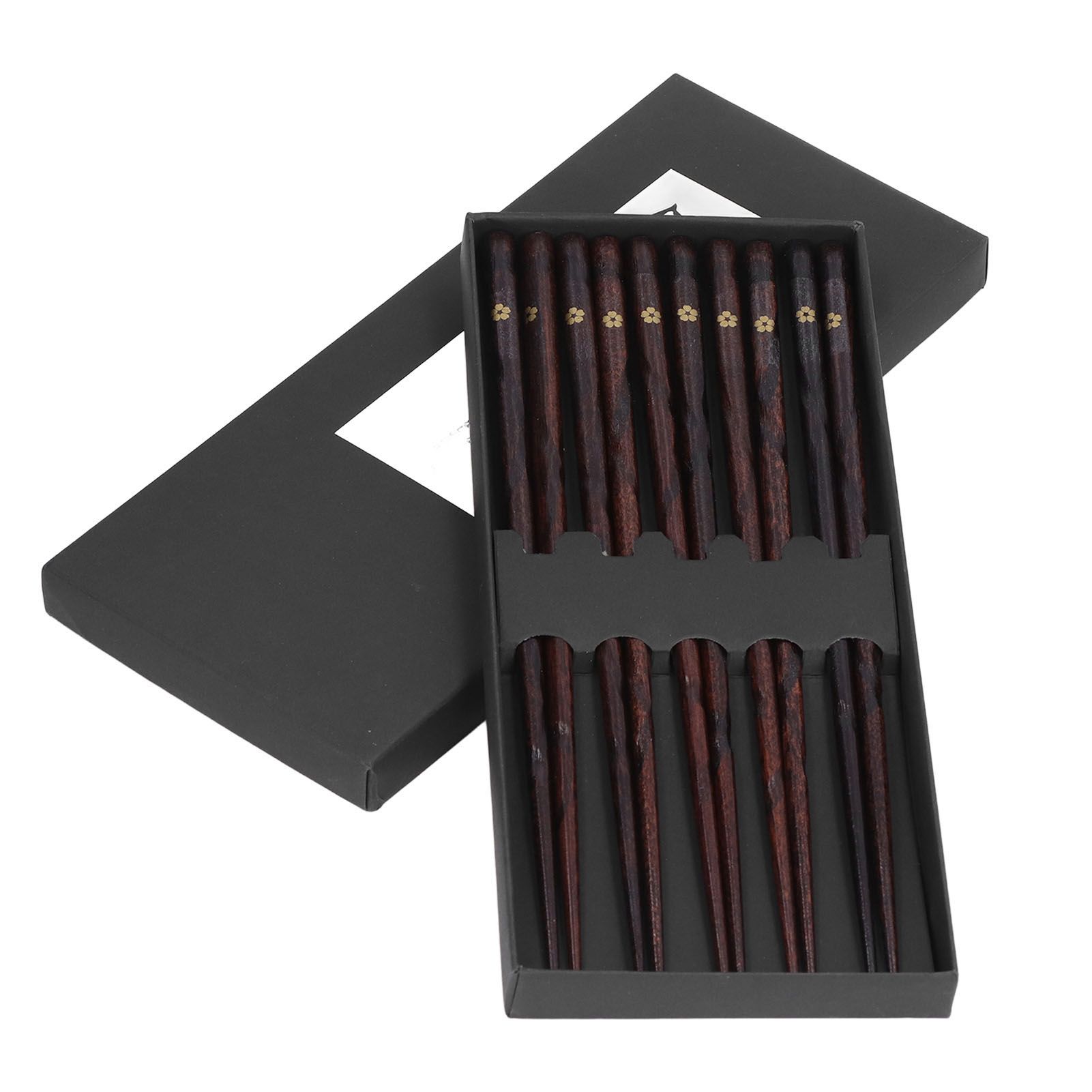 5 Pair Japanese Style Wooden Chopsticks Golden Printed Flowers Reusable Traditional Stylish Gift for Family Friends - Image 2