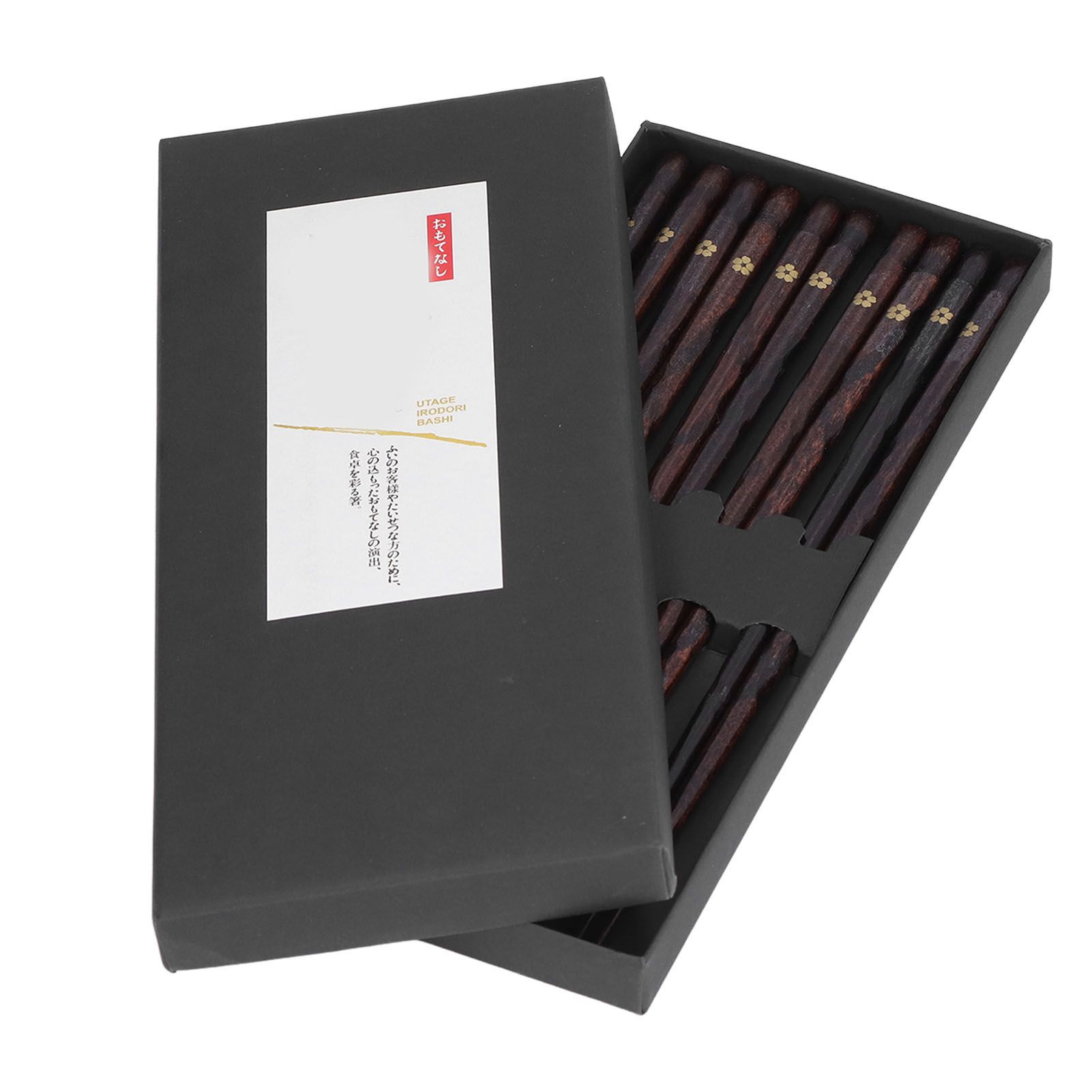 5 Pair Japanese Style Wooden Chopsticks Golden Printed Flowers Reusable Traditional Stylish Gift for Family Friends - Image 4