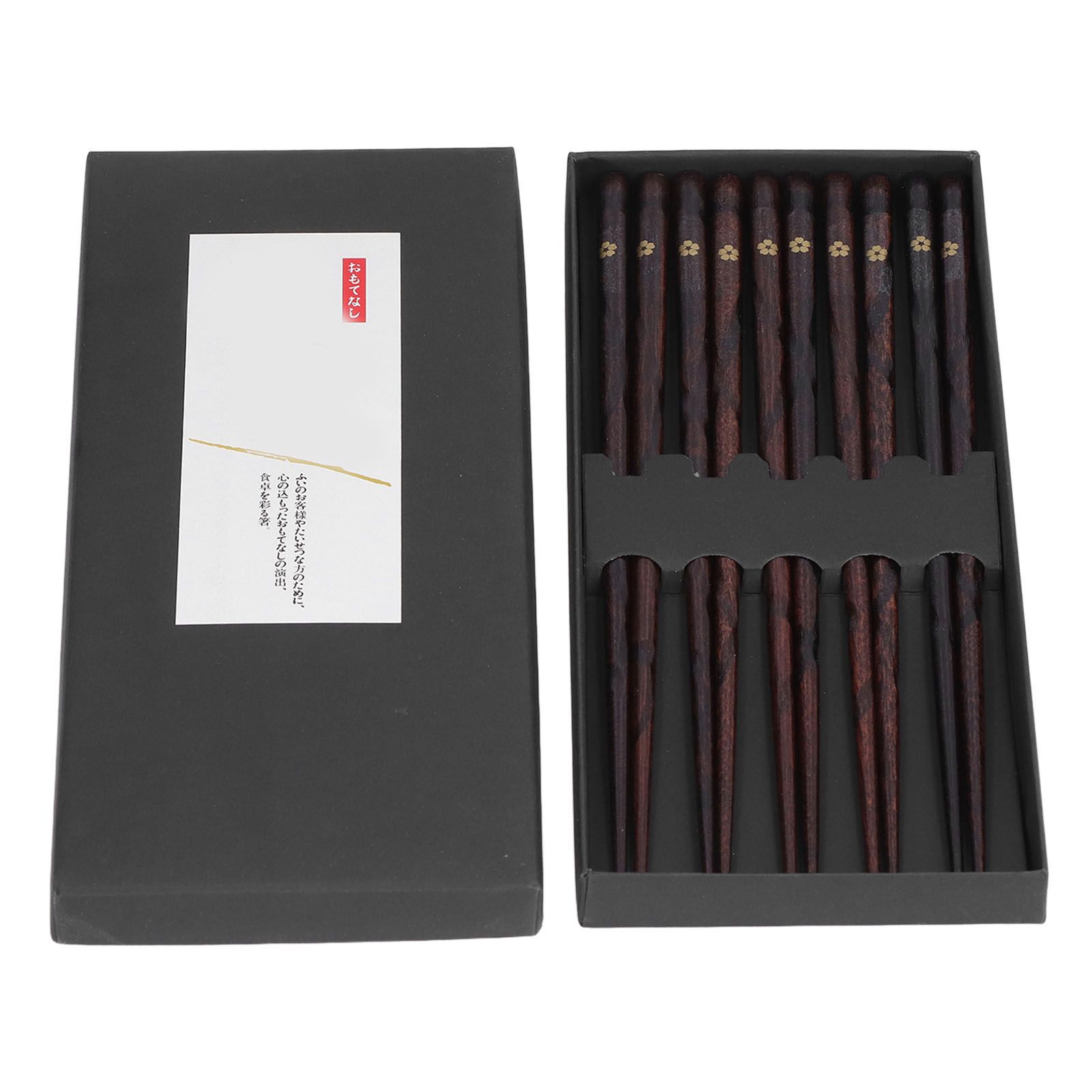 5 Pair Japanese Style Wooden Chopsticks Golden Printed Flowers Reusable Traditional Stylish Gift for Family Friends - Image 5