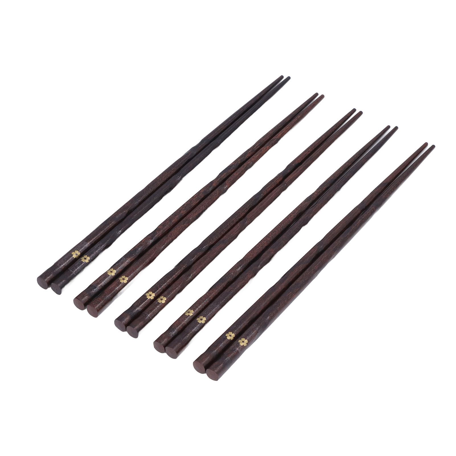 5 Pair Japanese Style Wooden Chopsticks Golden Printed Flowers Reusable Traditional Stylish Gift for Family Friends - Image 6