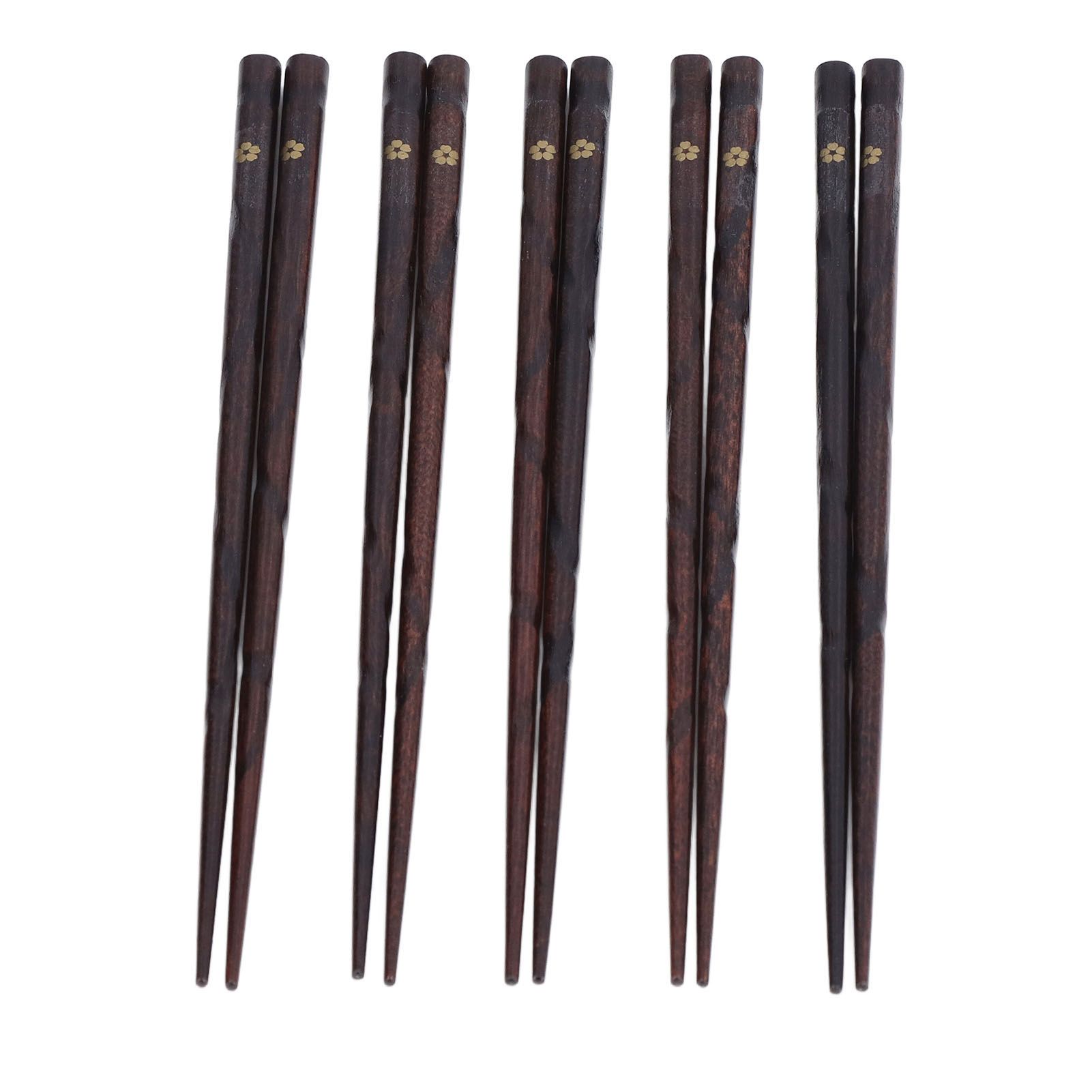 5 Pair Japanese Style Wooden Chopsticks Golden Printed Flowers Reusable Traditional Stylish Gift for Family Friends - Image 7