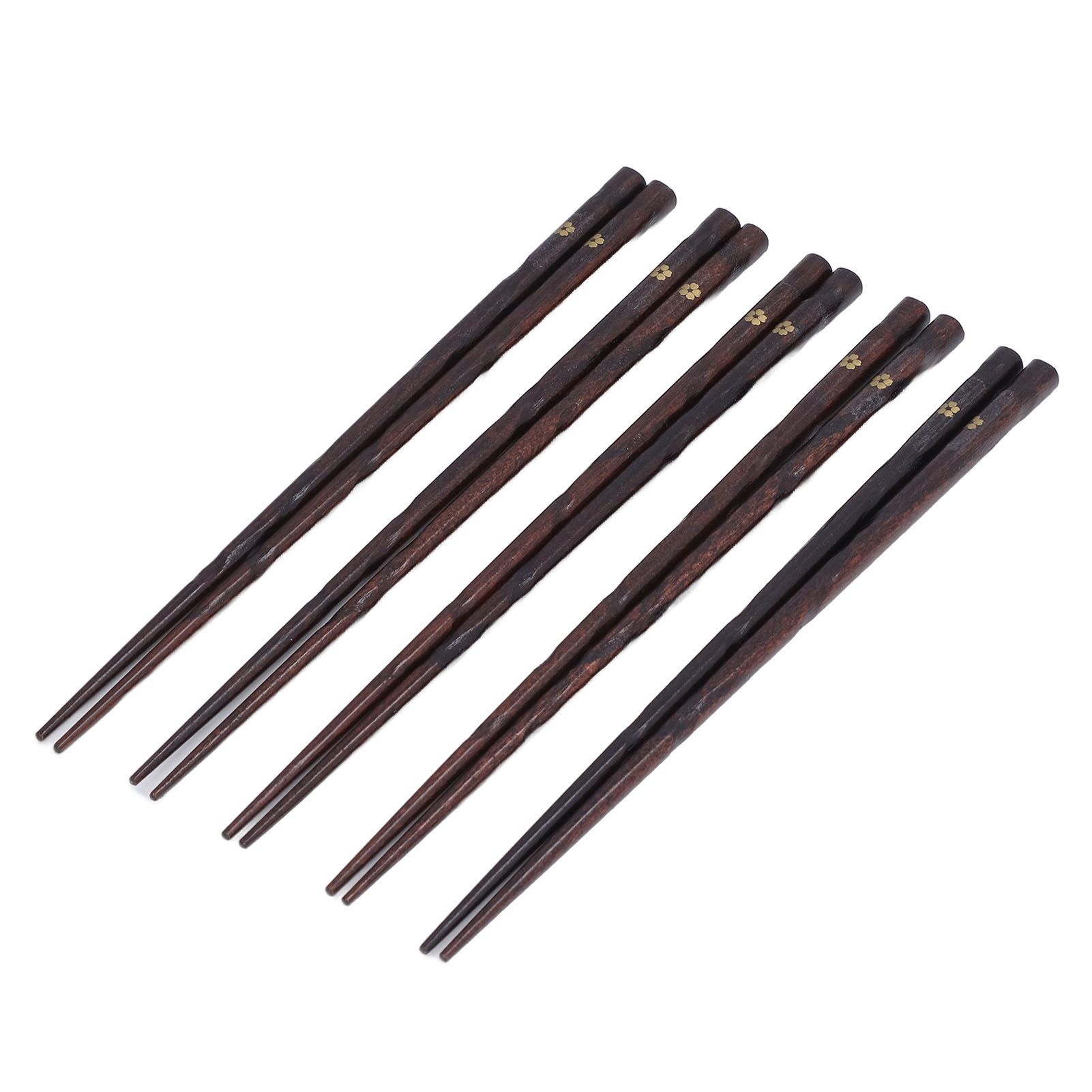 5 Pair Japanese Style Wooden Chopsticks Golden Printed Flowers Reusable Traditional Stylish Gift for Family Friends - Image 8
