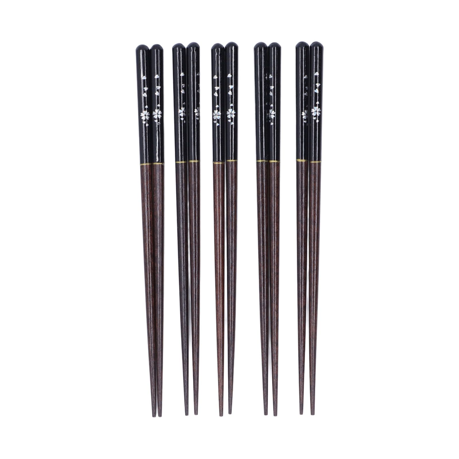 5 Pairs Chopsticks Phoebe Zhennan Printing Reusable 23cm/9.1in Long Safe for Japanese Style Box TablewareBlack - Image 2