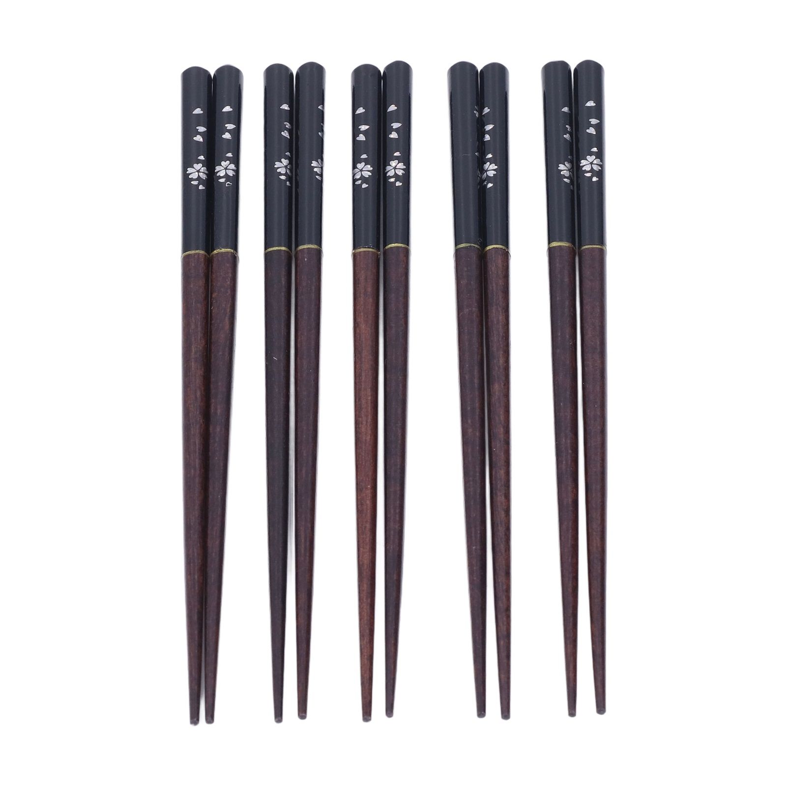 5 Pairs Chopsticks Phoebe Zhennan Printing Reusable 23cm/9.1in Long Safe for Japanese Style Box TablewareBlack - Image 7
