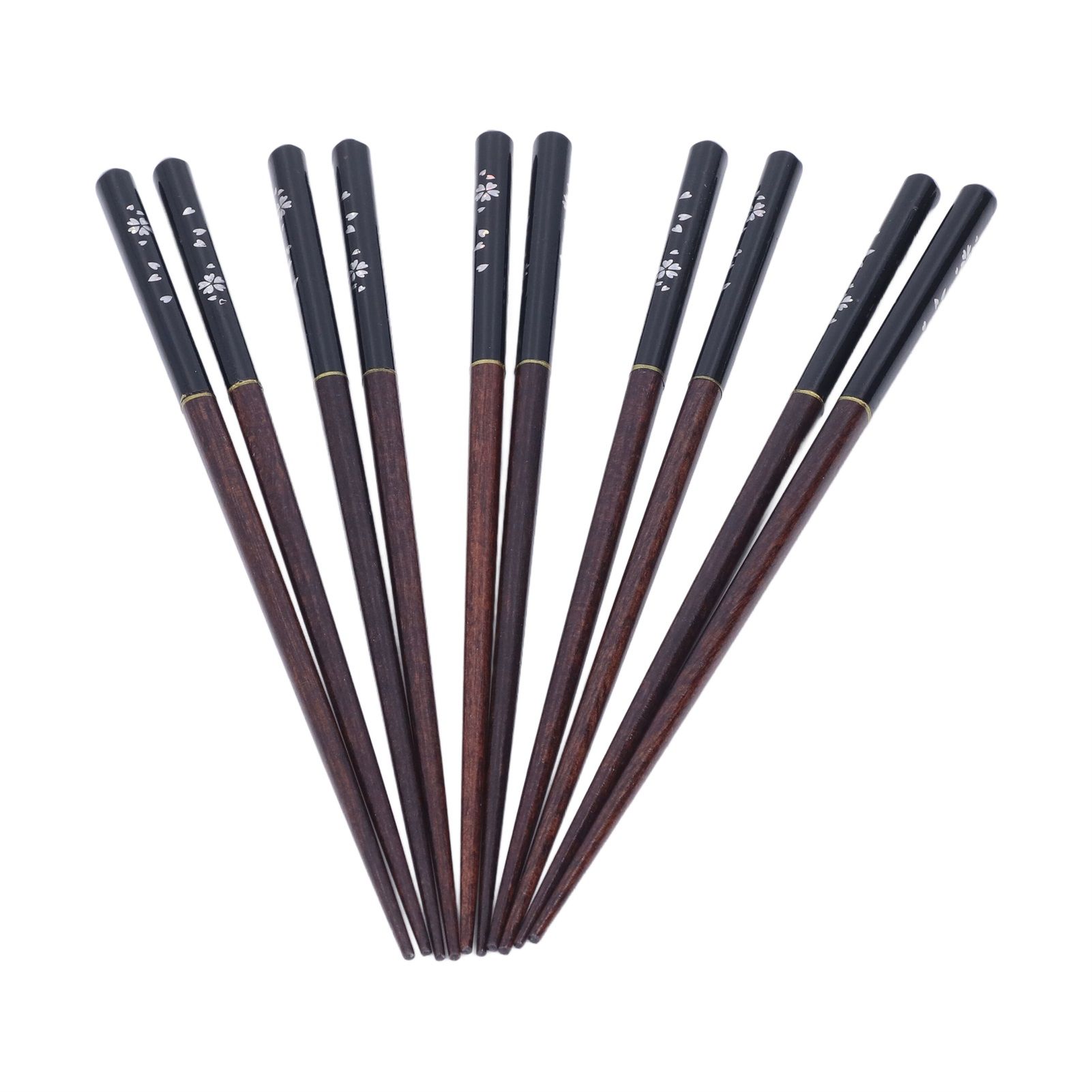 5 Pairs Chopsticks Phoebe Zhennan Printing Reusable 23cm/9.1in Long Safe for Japanese Style Box TablewareBlack - Image 8
