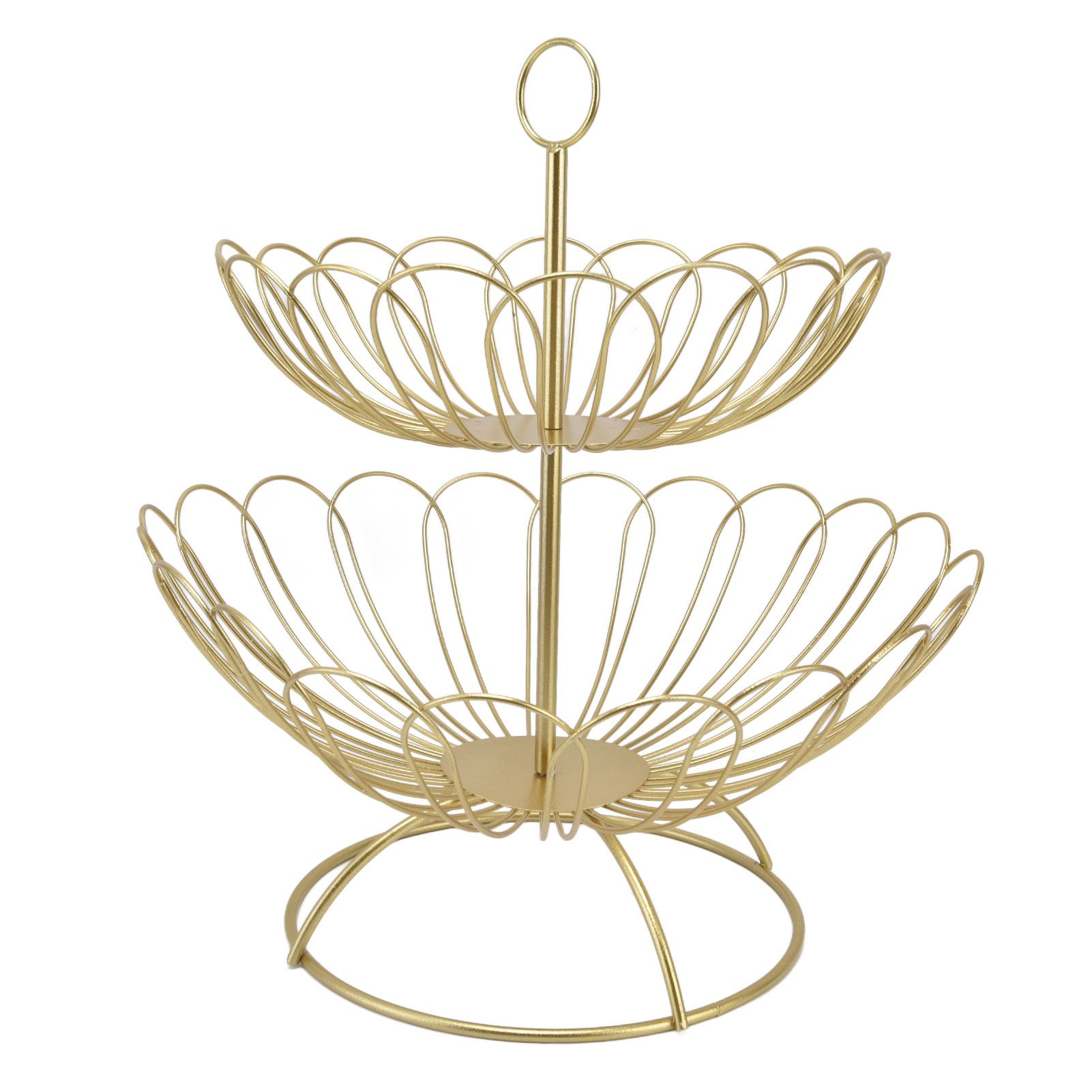 2 Tier Fruit Bowl Modern Nordic Design Geometric Detachable Gold Fruit Basket for Home Decoration - Image 1