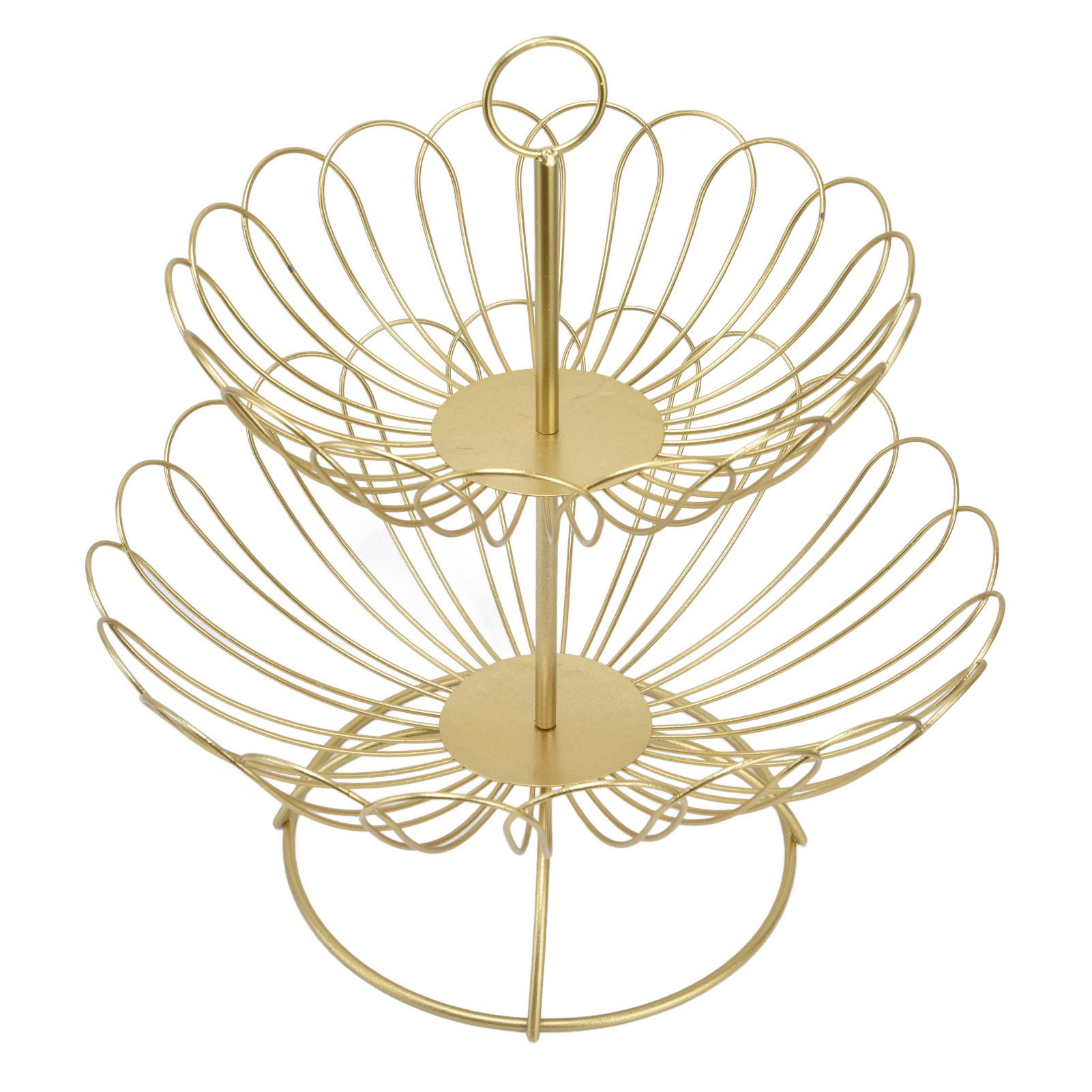 2 Tier Fruit Bowl Modern Nordic Design Geometric Detachable Gold Fruit Basket for Home Decoration - Image 2
