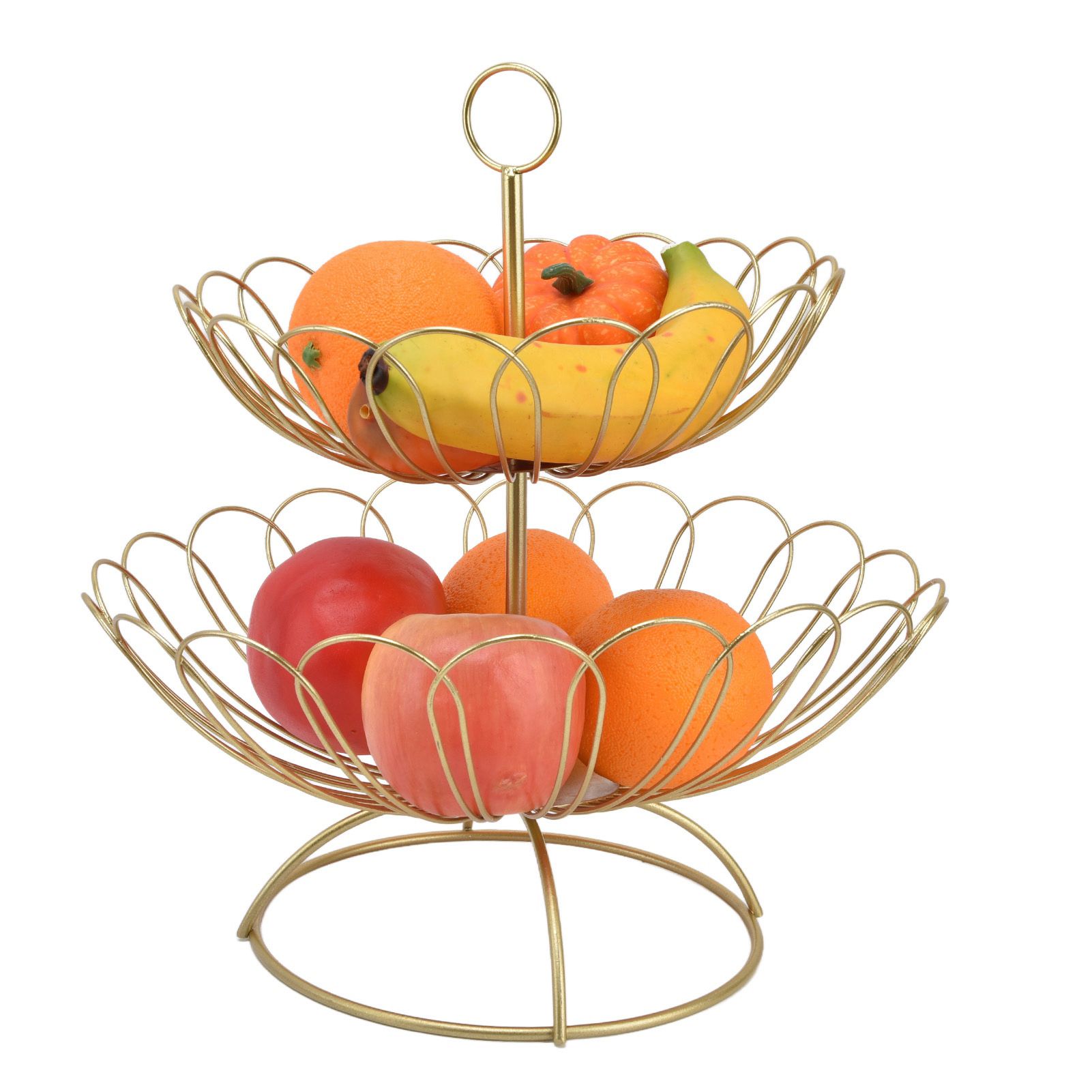 2 Tier Fruit Bowl Modern Nordic Design Geometric Detachable Gold Fruit Basket for Home Decoration - Image 3