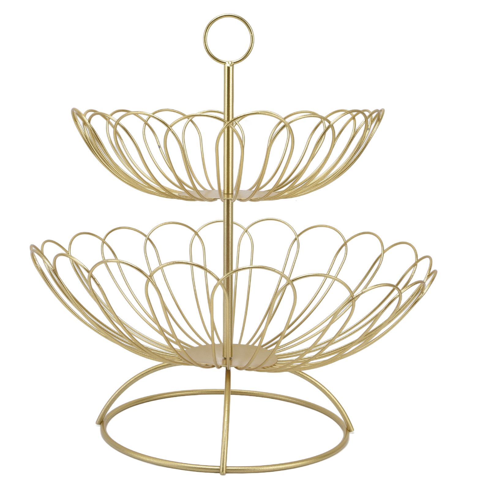2 Tier Fruit Bowl Modern Nordic Design Geometric Detachable Gold Fruit Basket for Home Decoration - Image 4