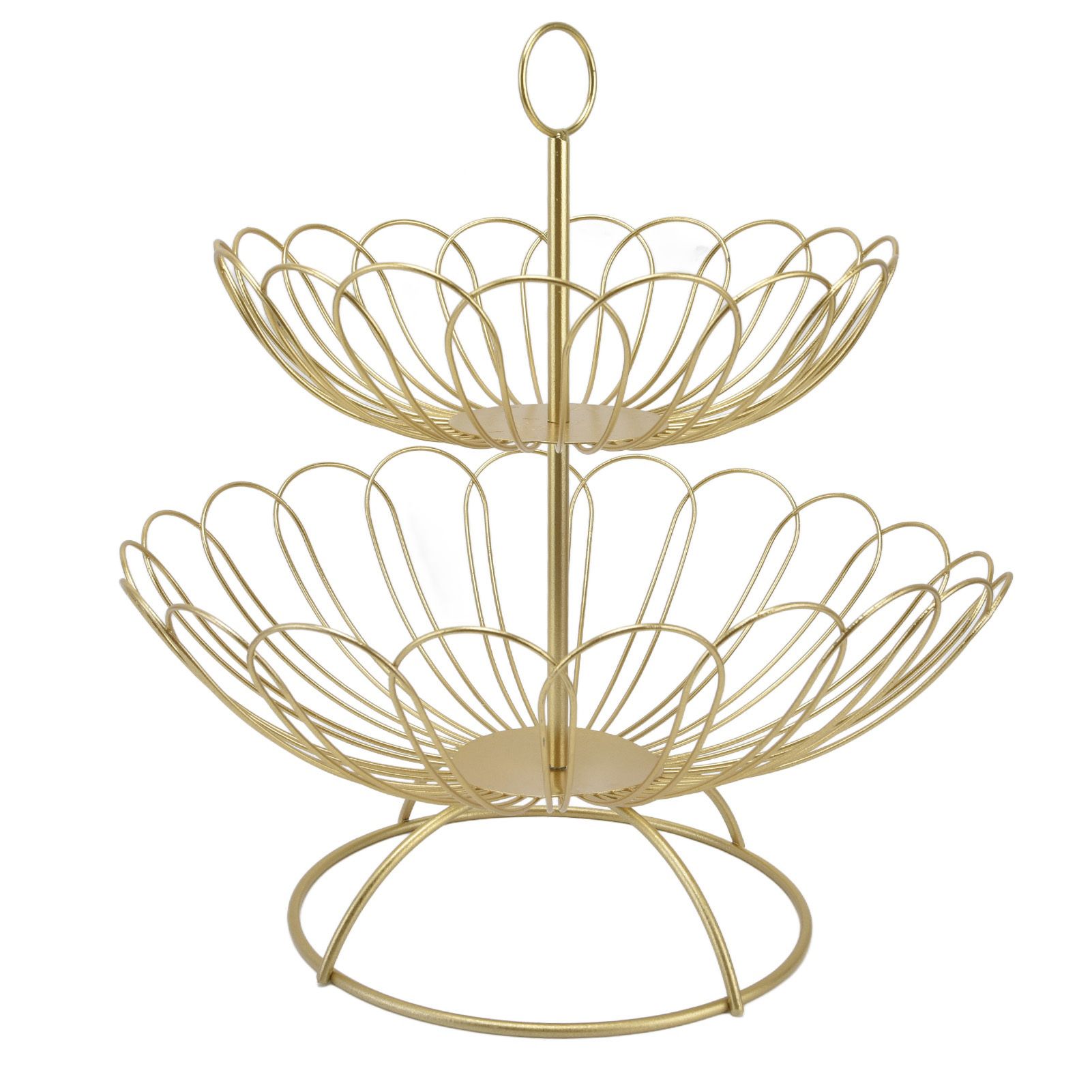 2 Tier Fruit Bowl Modern Nordic Design Geometric Detachable Gold Fruit Basket for Home Decoration - Image 6