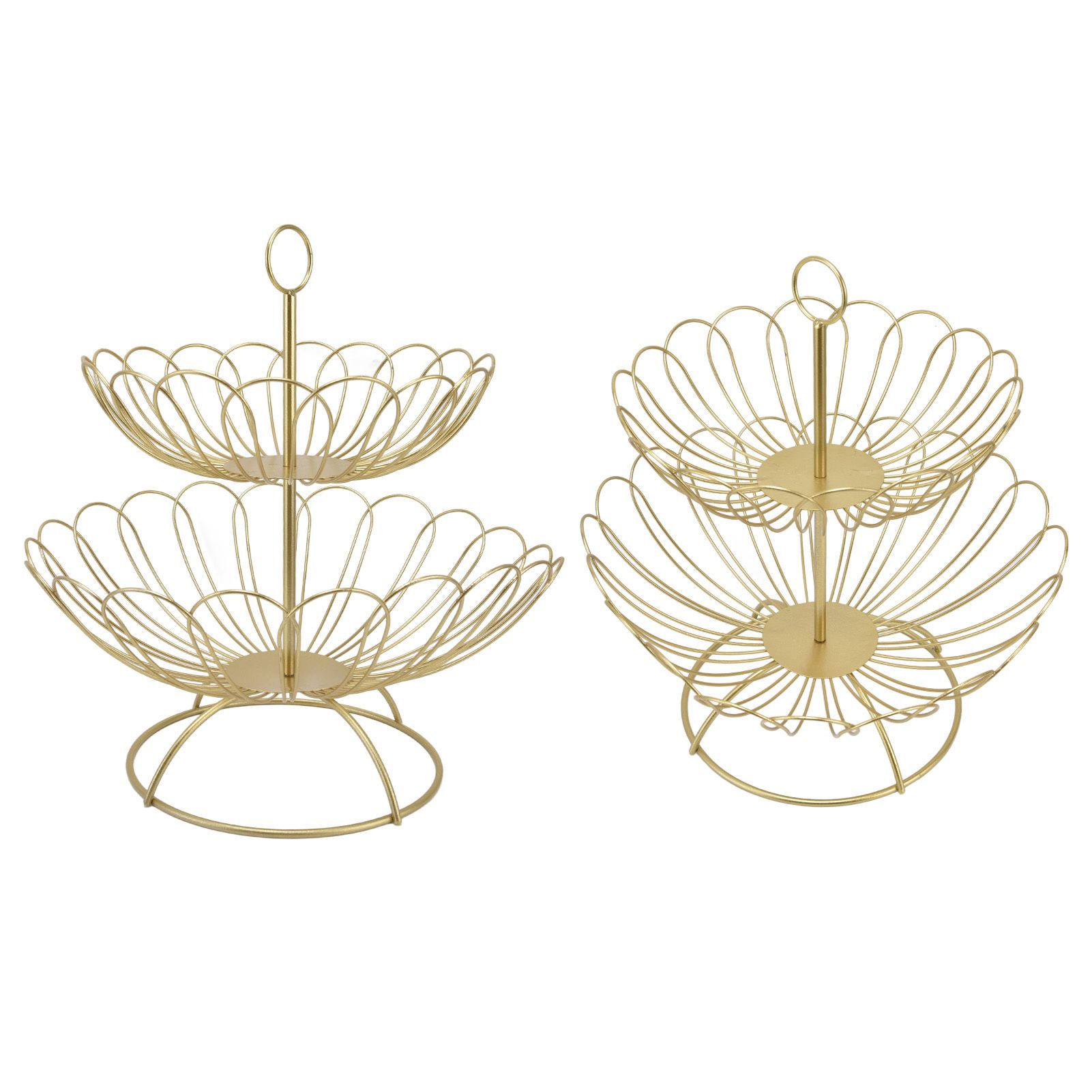 2 Tier Fruit Bowl Modern Nordic Design Geometric Detachable Gold Fruit Basket for Home Decoration - Image 8
