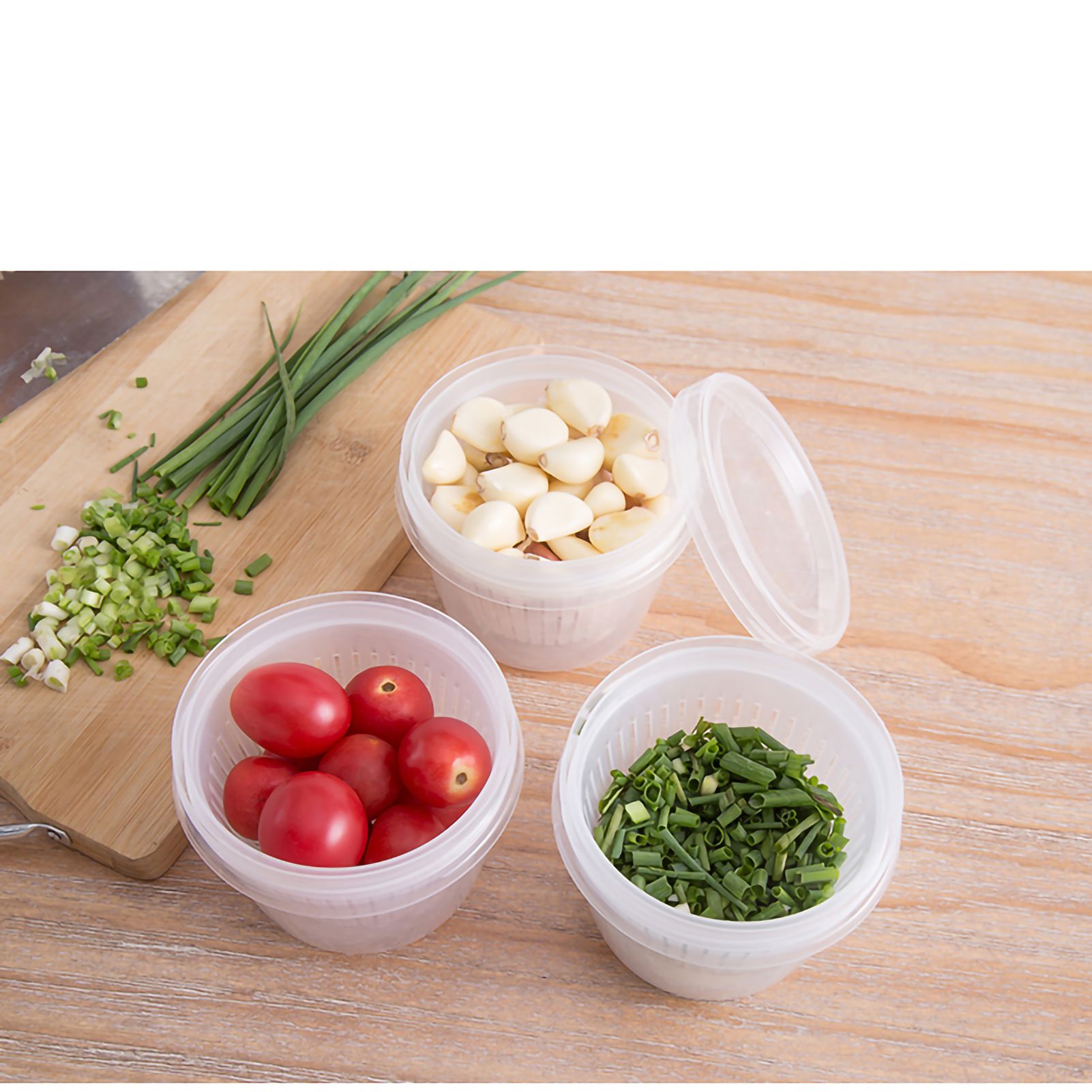 Kitchen Storage Containers Small Drain Basket Kitchen Drain Sealed Box Refrigerator Organizer Containers with Lid - Image 3