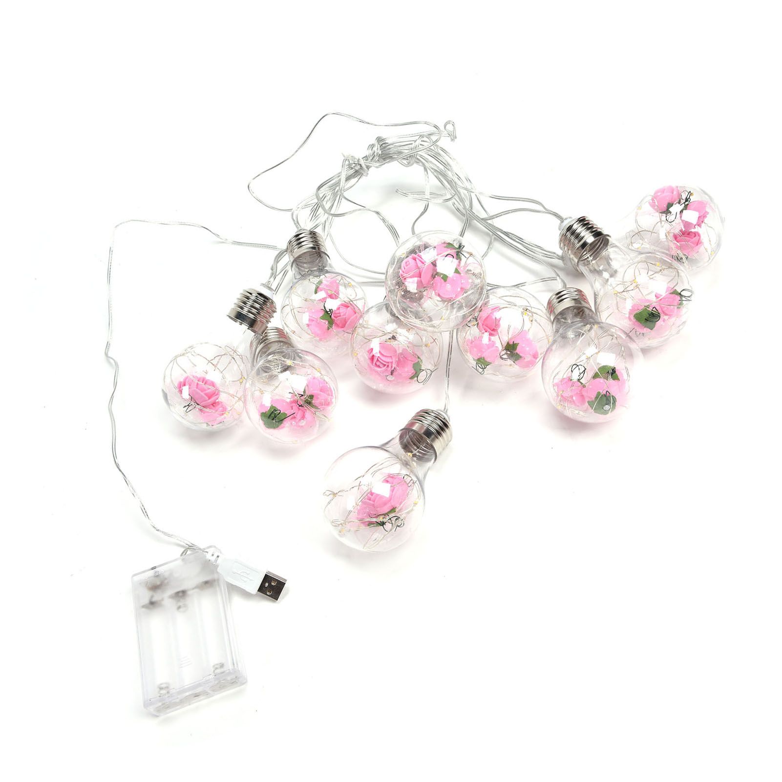 Light String 100LEDs Copper Wire Light String Artificial Rose E27 Bulb Children's Room Bedroom Decorative Lamp - Image 8