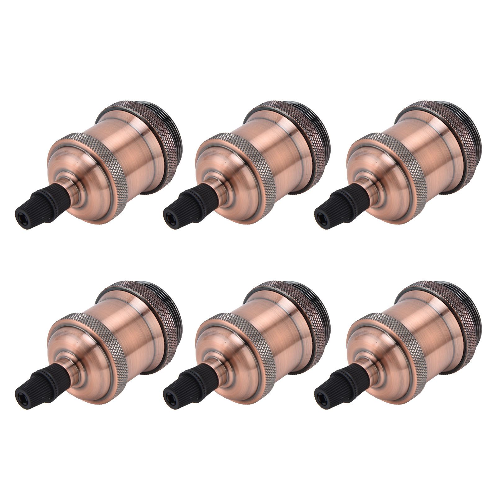 6 Pcs Lamp Holder Metal E26 E27 Screw Retro Lighting Base Accessories with Ground Aluminum ShellRed Bronze - Image 1