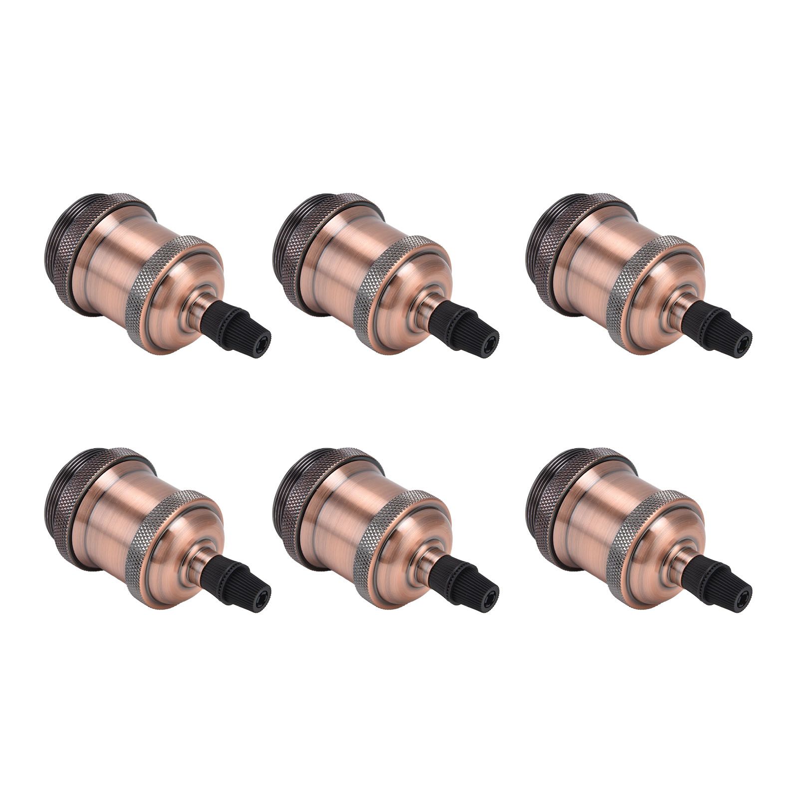 6 Pcs Lamp Holder Metal E26 E27 Screw Retro Lighting Base Accessories with Ground Aluminum ShellRed Bronze - Image 2