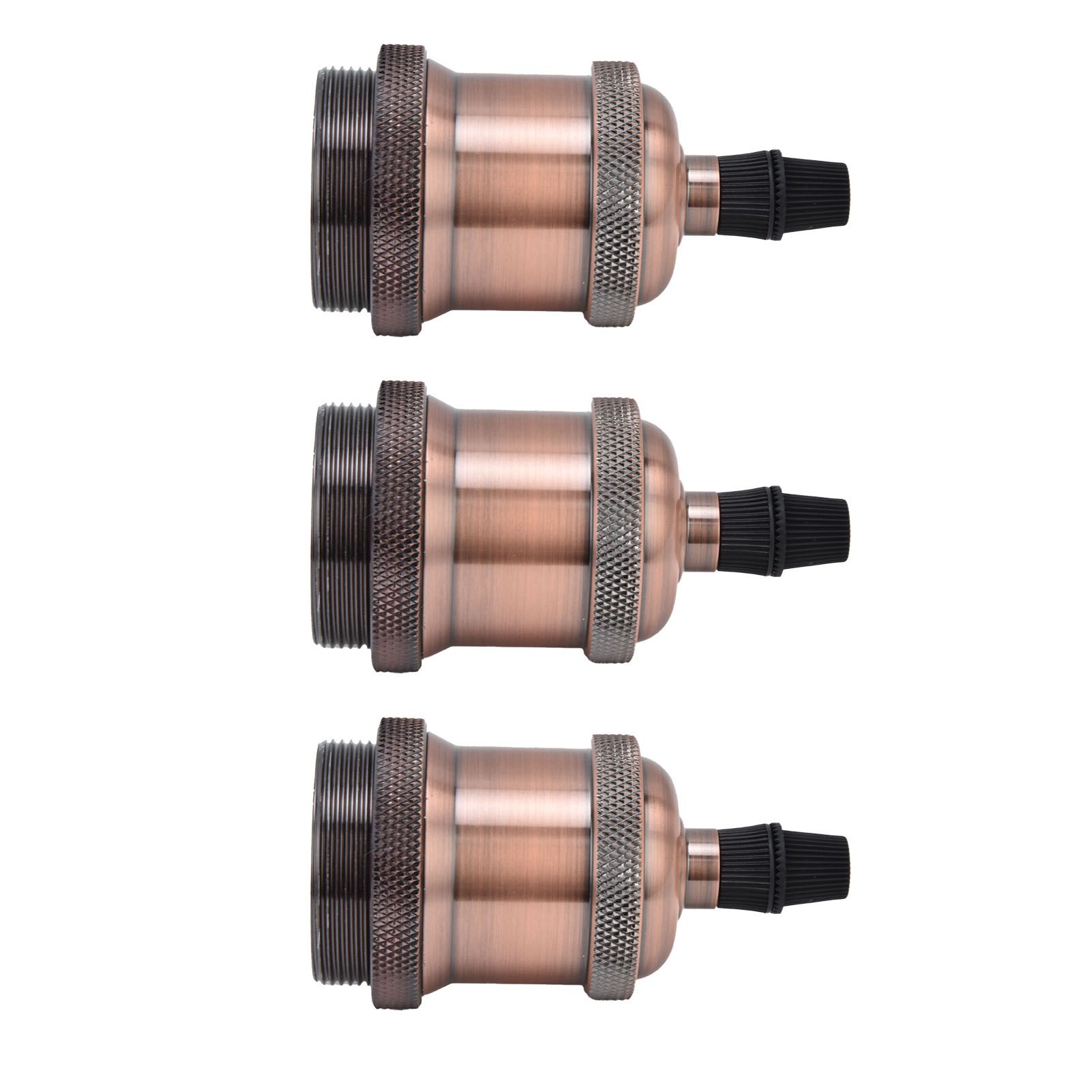 6 Pcs Lamp Holder Metal E26 E27 Screw Retro Lighting Base Accessories with Ground Aluminum ShellRed Bronze - Image 3