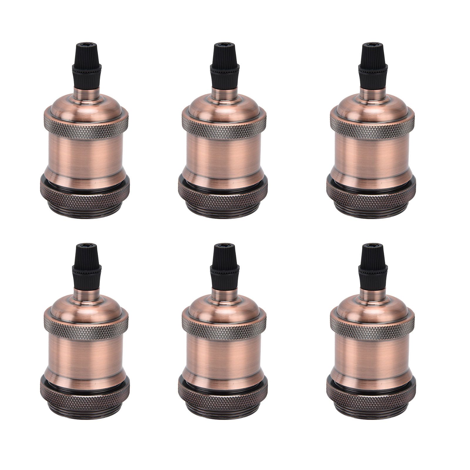 6 Pcs Lamp Holder Metal E26 E27 Screw Retro Lighting Base Accessories with Ground Aluminum ShellRed Bronze - Image 7