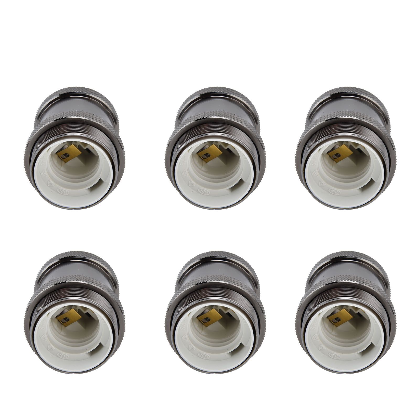 6 Pcs Lamp Holder Metal E26 E27 Screw Retro Lighting Base Accessories with Ground Aluminum ShellPearl Black - Image 5