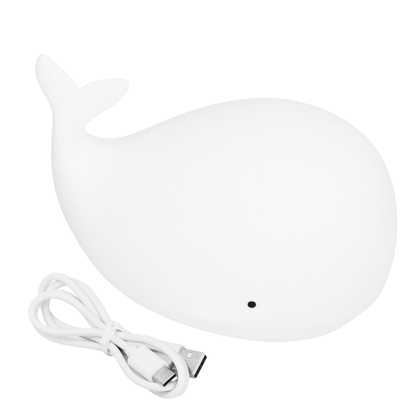 Silicone Night Light USB Charging Cute Whale Shaped Tap Lamp with 3 Lighting Modes 3H Timing Function White - Image 1