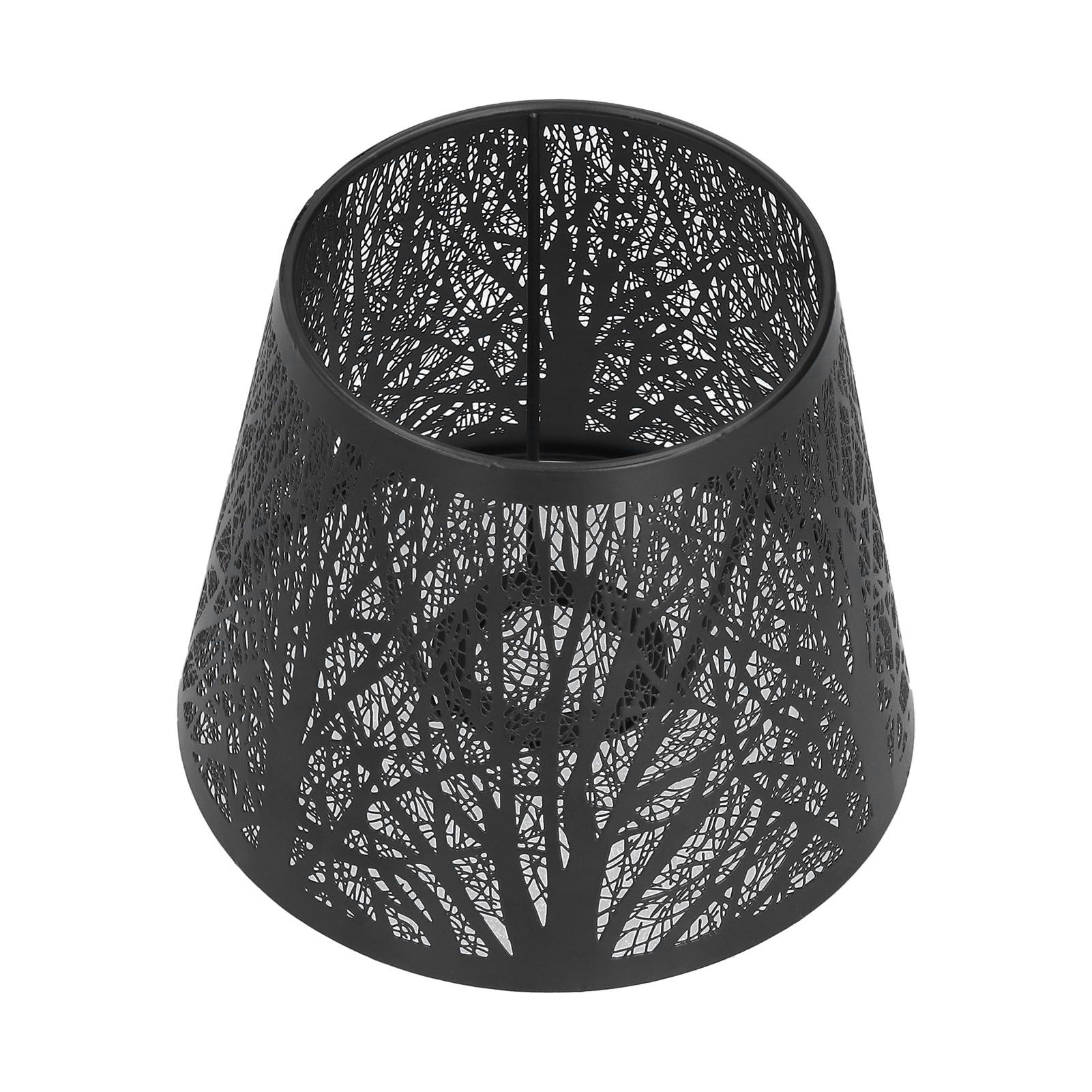 Wrought Iron Lampshade Carved Forest Tree Shaped E27 Mini Lamp Shade for Table Lamp Bedroom Bedside DecorBlack - Image 1