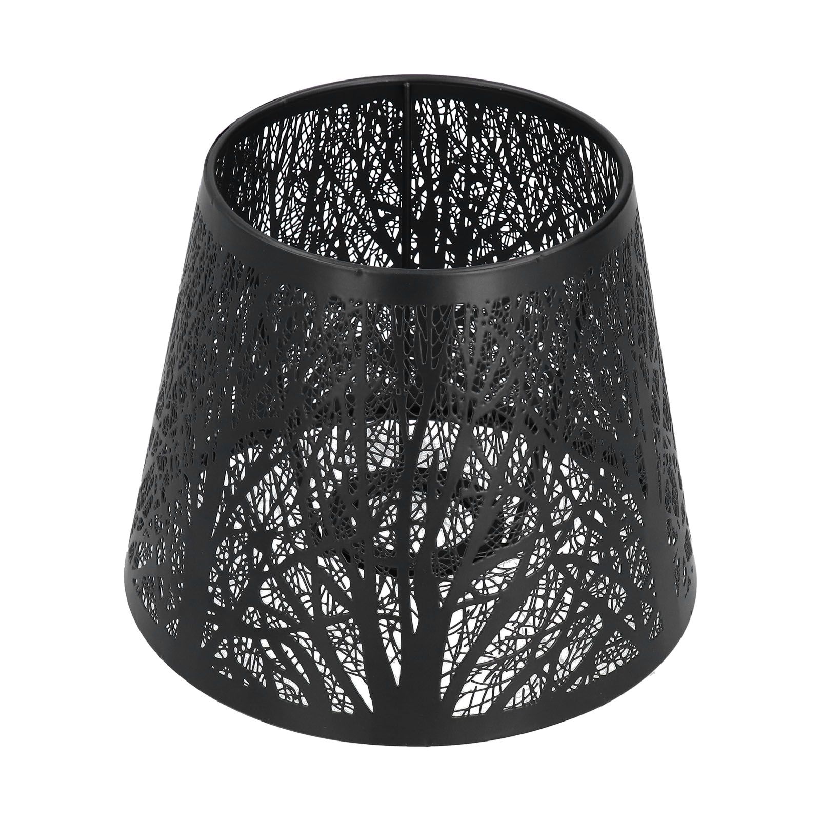 Wrought Iron Lampshade Carved Forest Tree Shaped E27 Mini Lamp Shade for Table Lamp Bedroom Bedside DecorBlack - Image 2