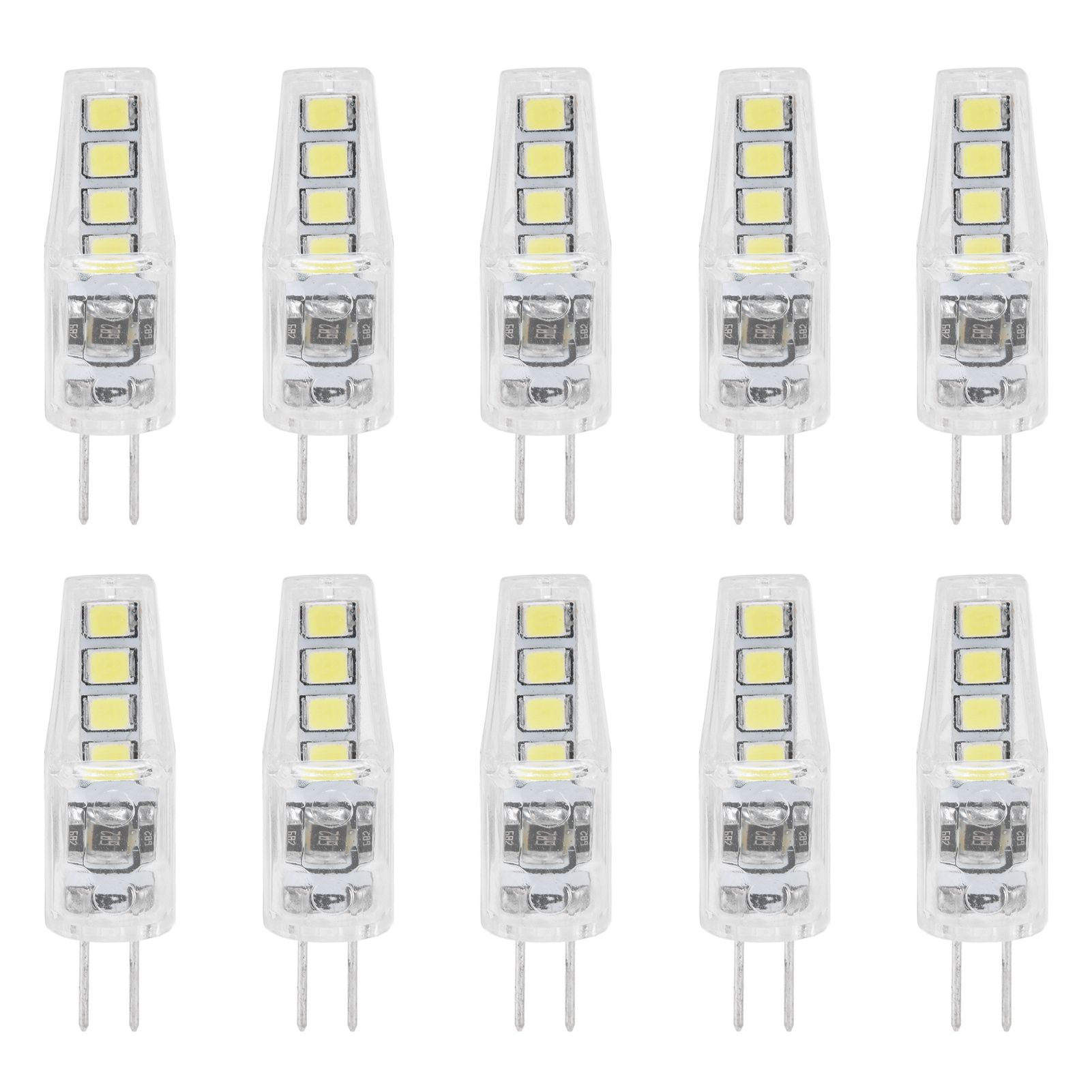 10Pcs G4 8LED Light 2835 Lamp Chips 2W 360 Angle PC Lamp Bulb for Home Office 220VWhite Light - Image 1