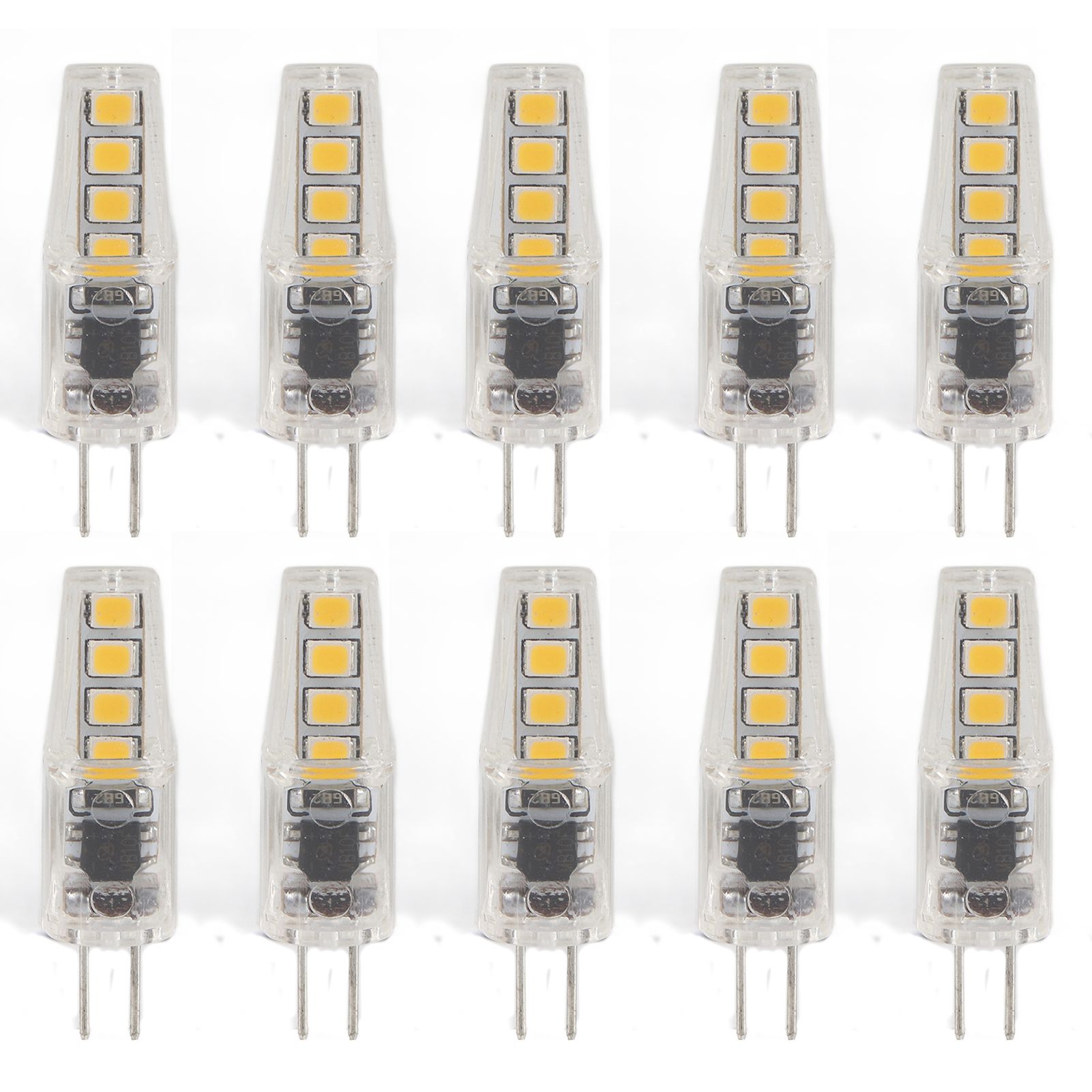 10Pcs G4 8LED Light 2835 Lamp Chips 2W 360 Angle PC Lamp Bulb for Home Office 220VWarm Light - Image 1