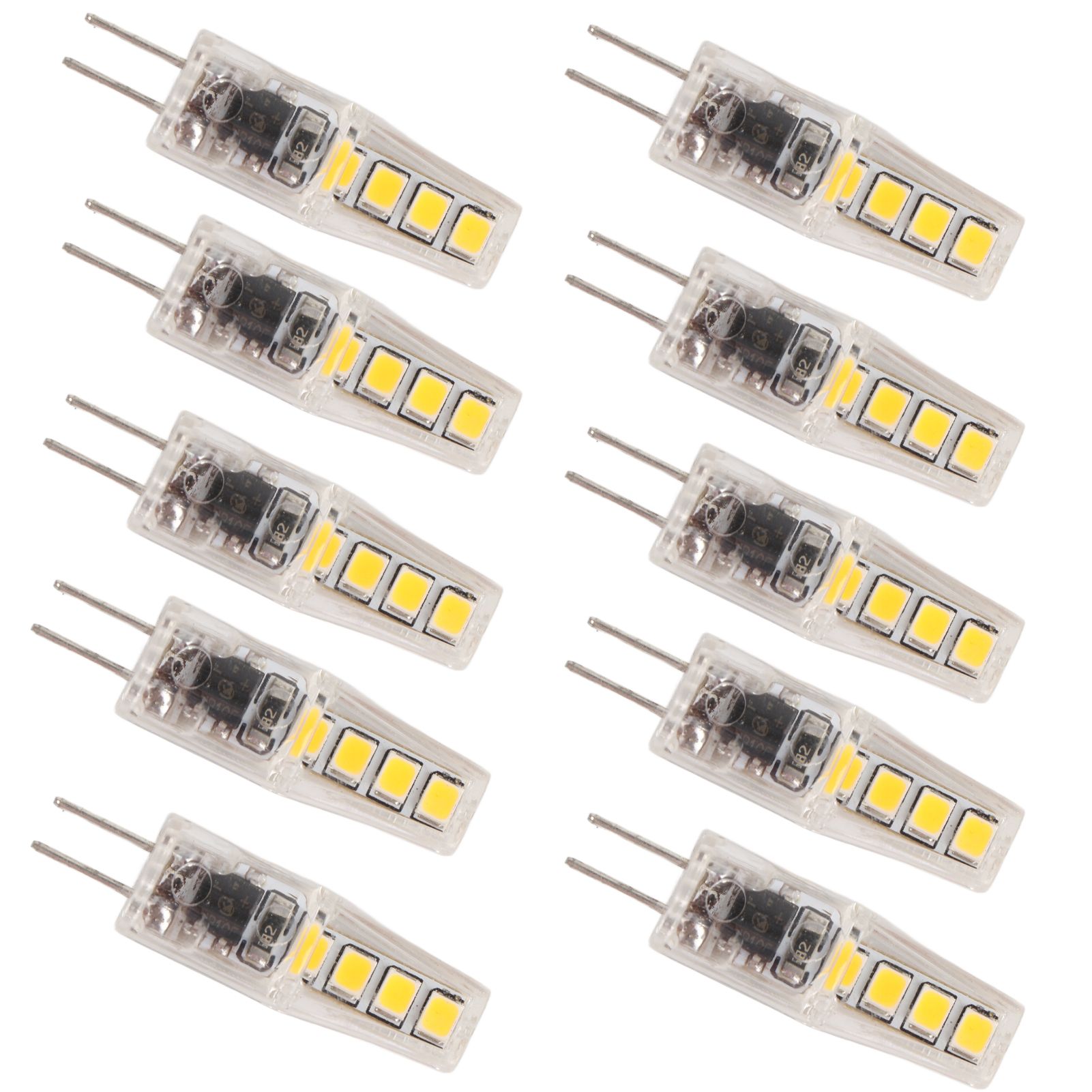 10Pcs G4 8LED Light 2835 Lamp Chips 2W 360 Angle PC Lamp Bulb for Home Office 220VWarm Light - Image 2