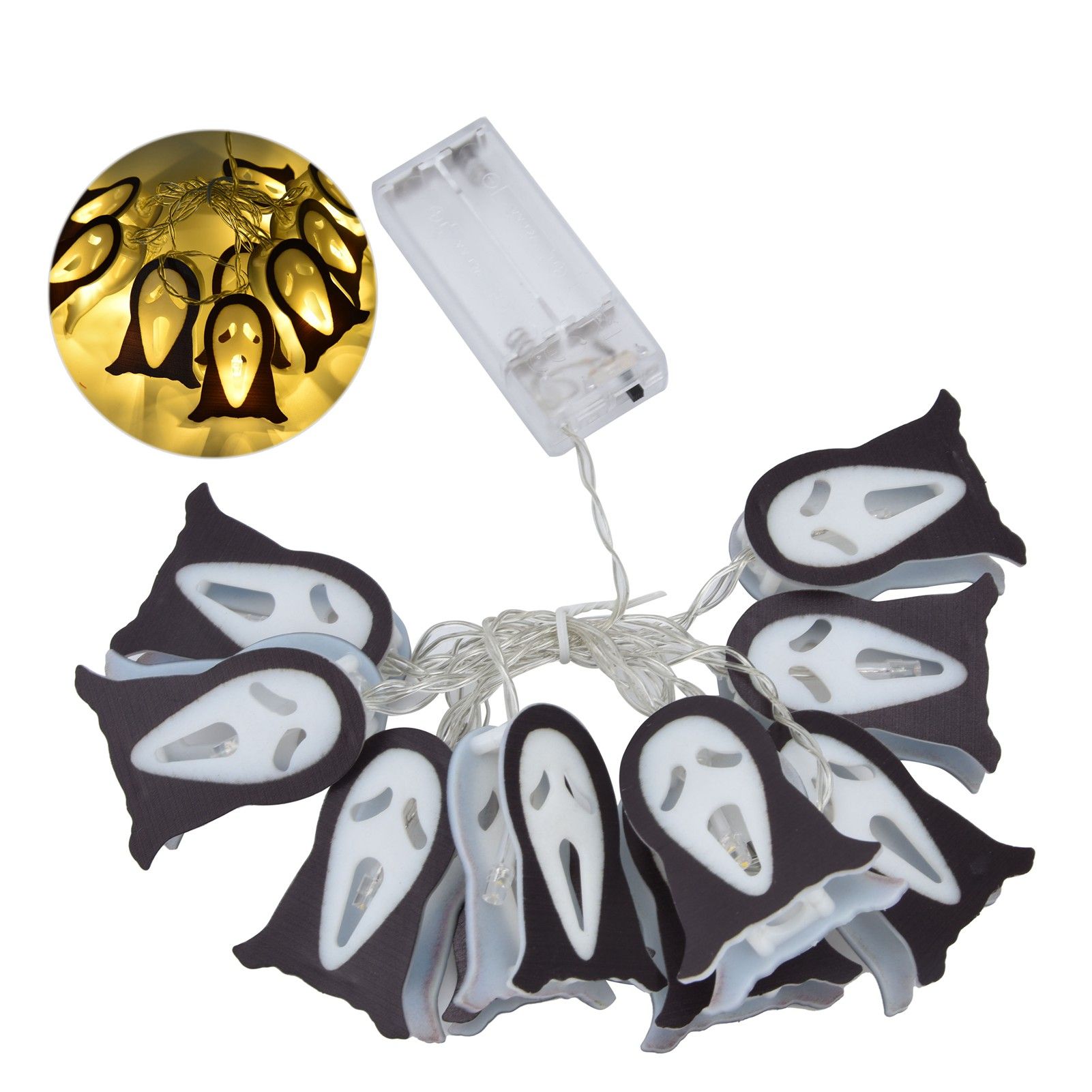 Halloween Ghosts String Lights 10LED String Light for Outdoor Indoor Holiday Decoration Battery Operated - Image 1