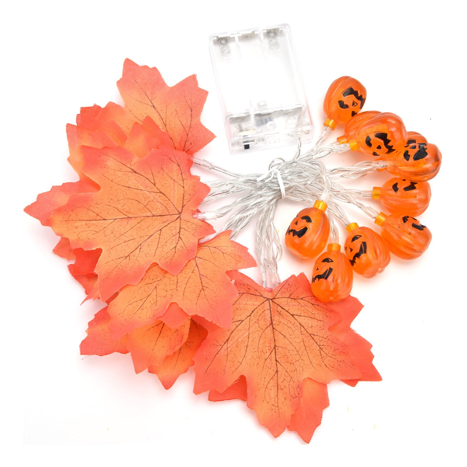 LED String Light Autumn Pumpkin Red Maple Leaves String Light with 20LEDs for Indoor Outdoor - Image 1