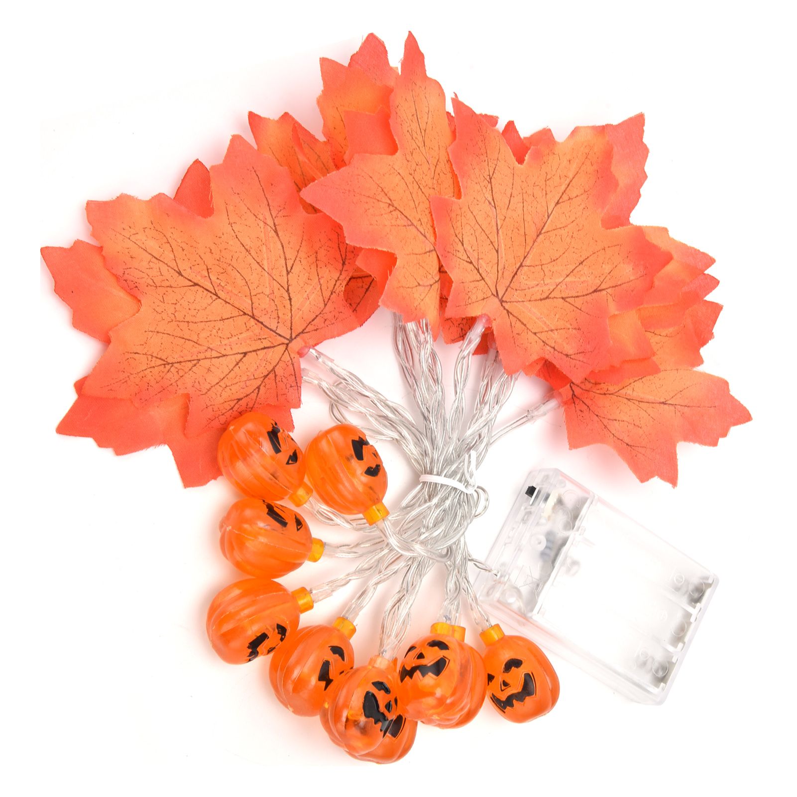 LED String Light Autumn Pumpkin Red Maple Leaves String Light with 20LEDs for Indoor Outdoor - Image 2