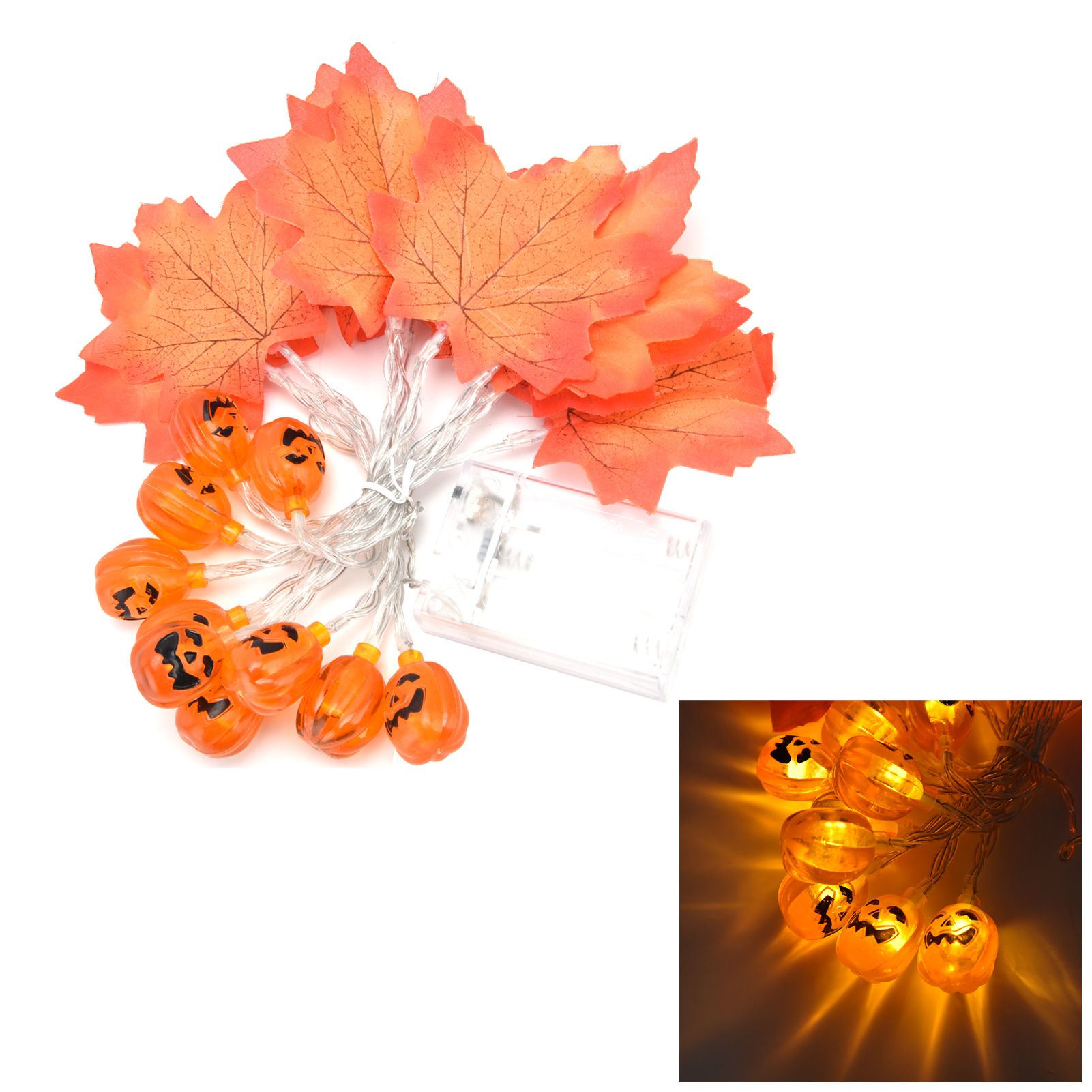 LED String Light Autumn Pumpkin Red Maple Leaves String Light with 20LEDs for Indoor Outdoor - Image 8