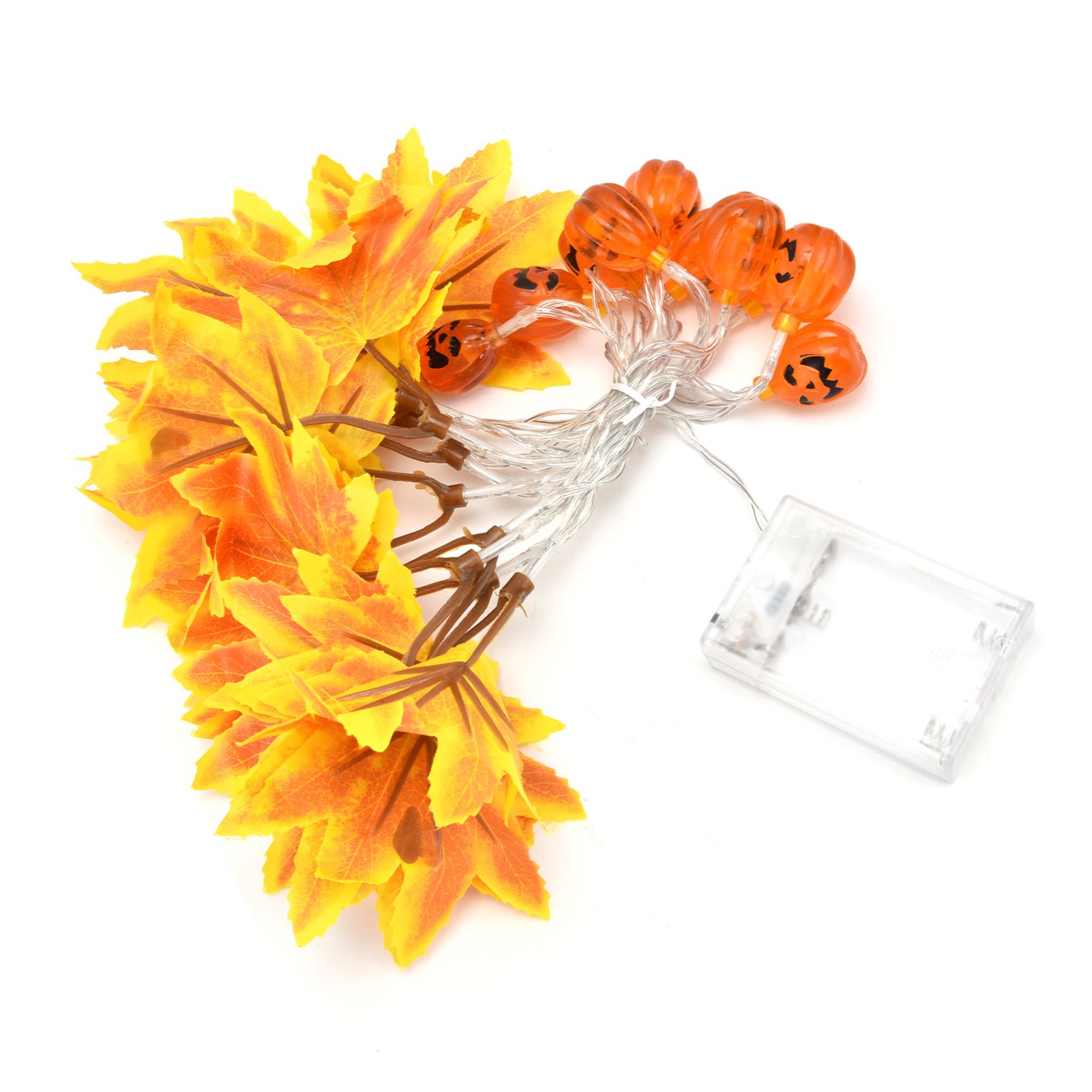 LED String Light Yellow Maple Leaves Pumpkin Grimace Design Ambient Light with 20LEDs for Halloween - Image 1