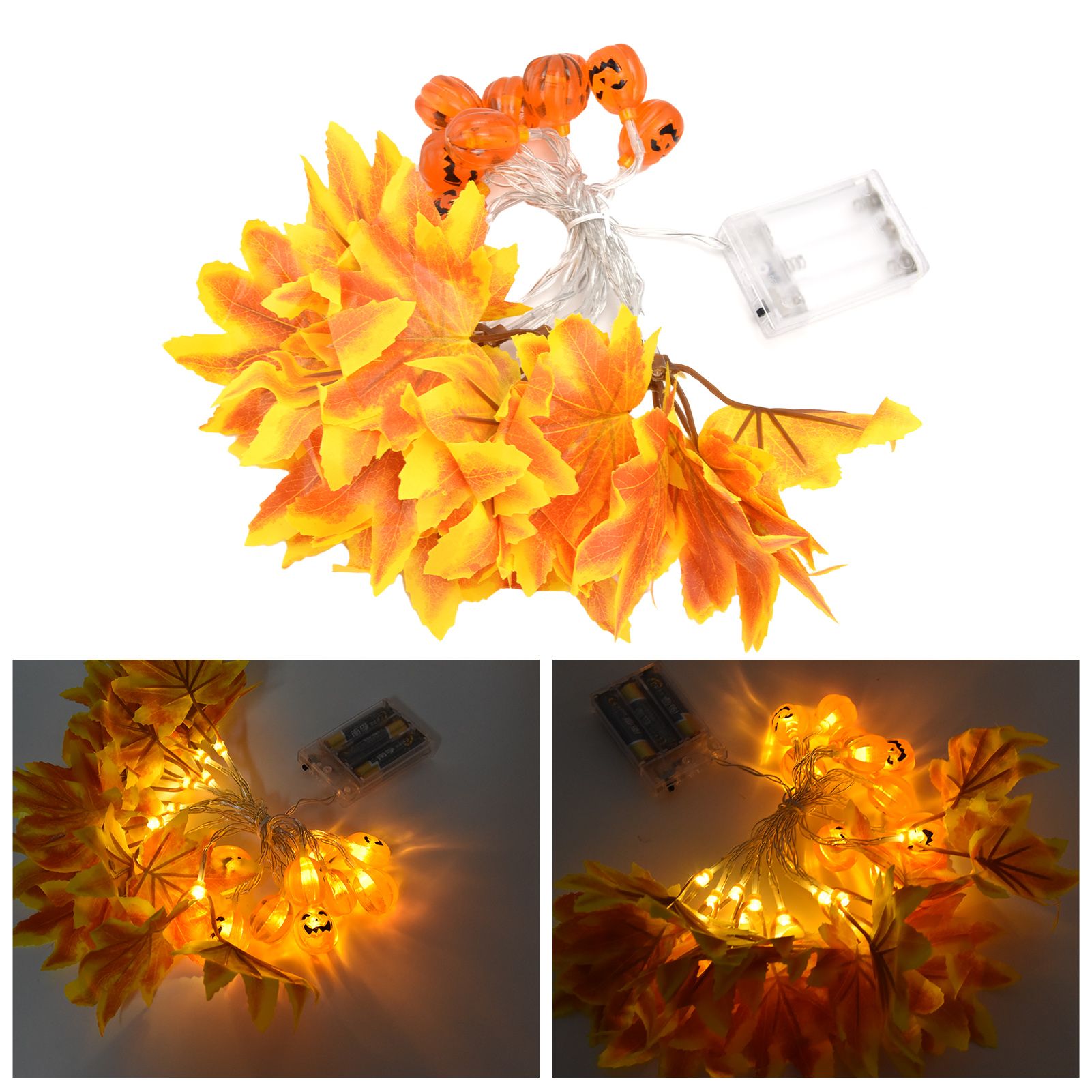 LED String Light Yellow Maple Leaves Pumpkin Grimace Design Ambient Light with 20LEDs for Halloween - Image 8
